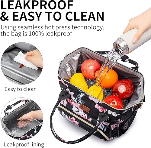 Vista 5 de MCBD Lonchera térmica para mujer, bolsa grande de 3 vías de transporte, mochila enfriadora reutilizable a prueba de fugas con correa ajustable