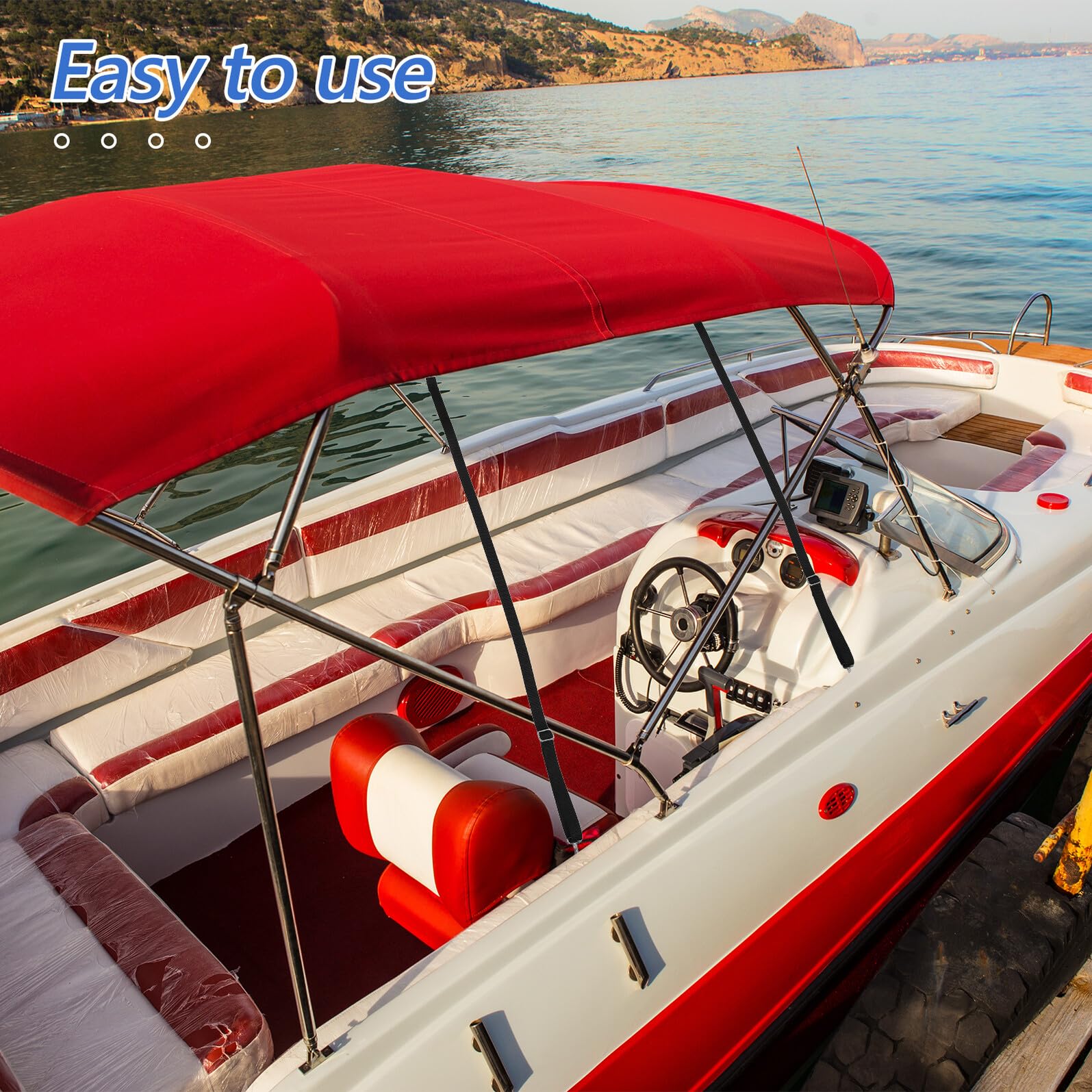 2 pezzi Cinghie Regolabili per Fissaggio Tendalino Camper e Attrezzature Marine Strap Elastico Resistente con Ganci Sicuri per Kayak Paddle Board e Barche Accessori Fissaggio