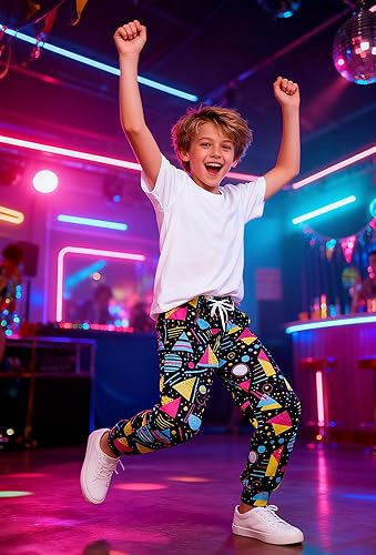 Miniatura 3 de Idgreatim 6-16T - Pantalones deportivos para niños, divertidos gráficos en 3D, pantalones deportivos casuales con bolsillos