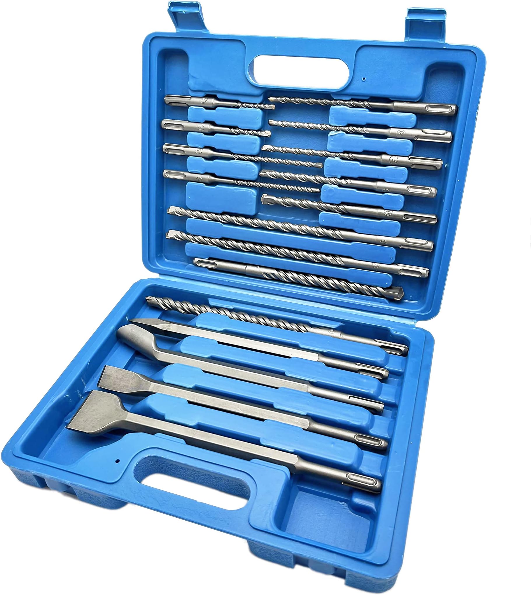 Rotary Hammer Drill Bits Set & Chisels SDS Plus Shank Concrete Masonry Hole Tool 17pcs with Storage Case 40Cr Steel Drill Bit Set