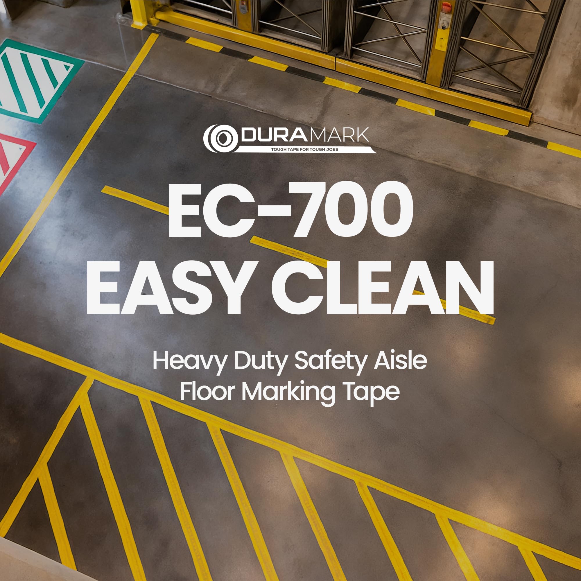 Easy Clean - Cinta de señalización industrial para suelos de hormigón de almacén y fábrica, 60 mils de grosor