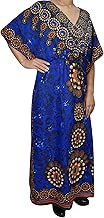 Womens Maxi Caftan Blue Caftan Printed Cover Up Boho Kaftan Maxi Dresses One Size
