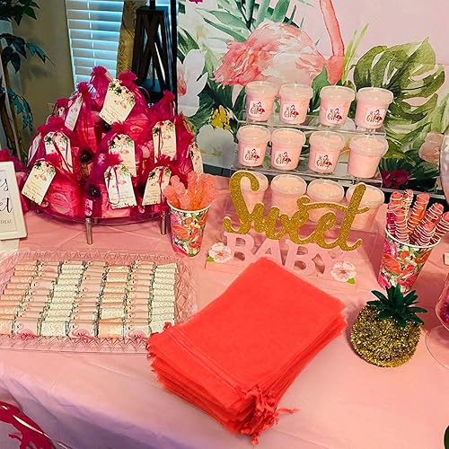 Miniatura 80 de ANZNKU Paquete de 50 bolsas de organza pequeñas de malla de 4 x 6 pulgadas, bolsa de regalo dorada de primera calidad con cordón, bolsa de malla