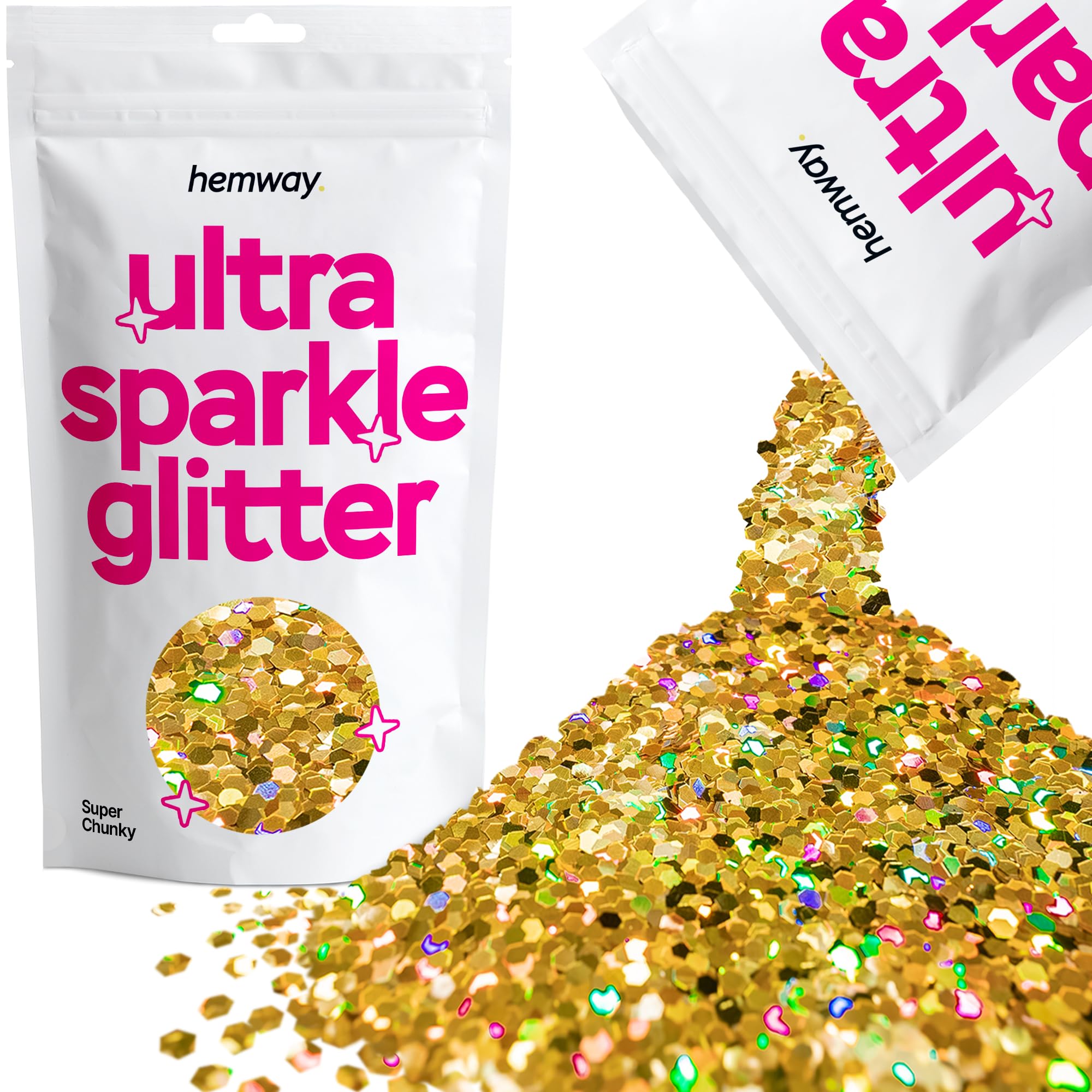 Hemway Ultra Sparkle Glitter Baby Pink Iridescent 100g Fine | Glitter for Arts & Craft, Makeup, Nail Art, Crafting, Card Making, Sparkle Decoration — view 233