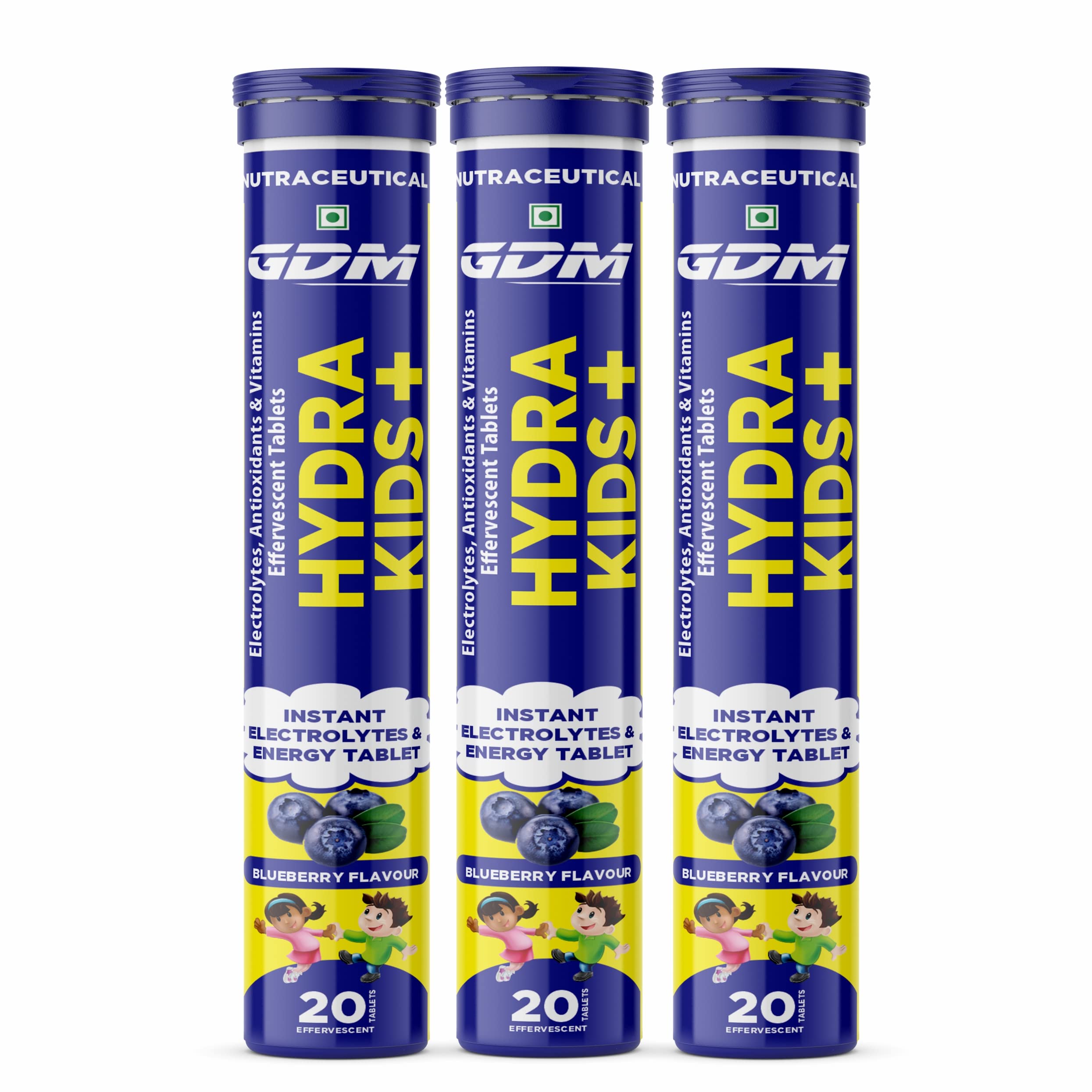 HYDRA KIDS + (ELECTROLYTES, ANTIOXIDANTS & VITAMINS) EFFERSVESCENT TABLETS (BLUEBERRY, PACK OF 60 TABLETS)-image-42