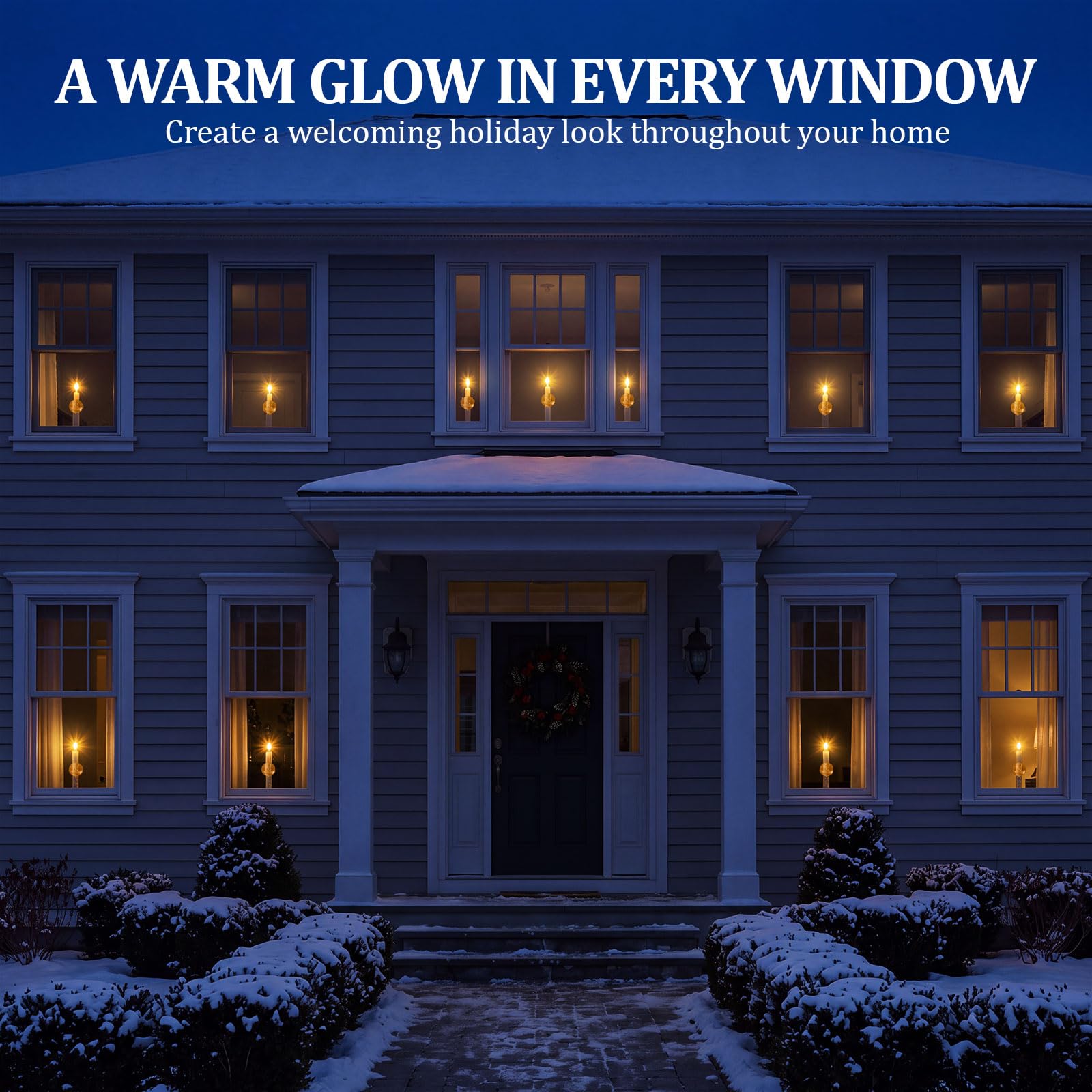 Yungyan Set di 12 candele natalizie per finestre con sensore dal tramonto all'alba, luci per finestre a batteria con 12 ventose e 24 batterie AA, candele a LED senza fiamma per decorazione domestica