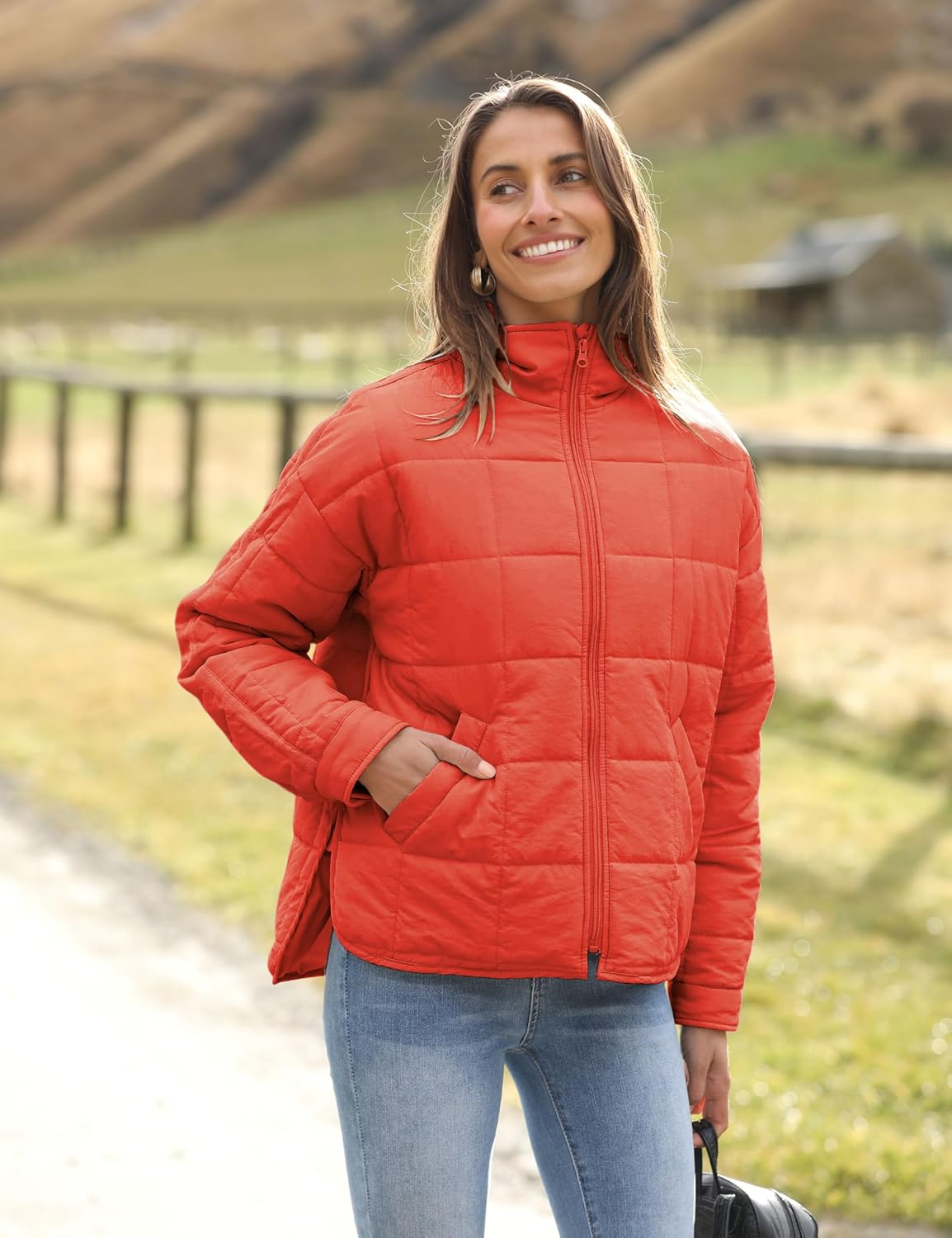 Bianstore Women's Oversized Splice Quilted Lightweight Puffer Jacket Casual Padded Coat - Image 2