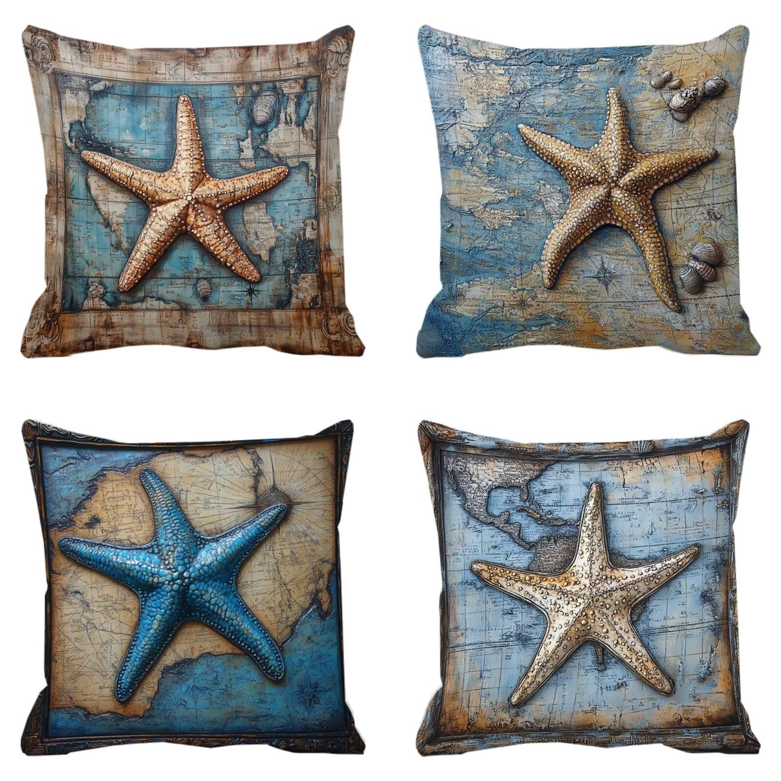 Taie d'oreiller marine en lin imperméable 35x35 cm pour votre salon de jardin