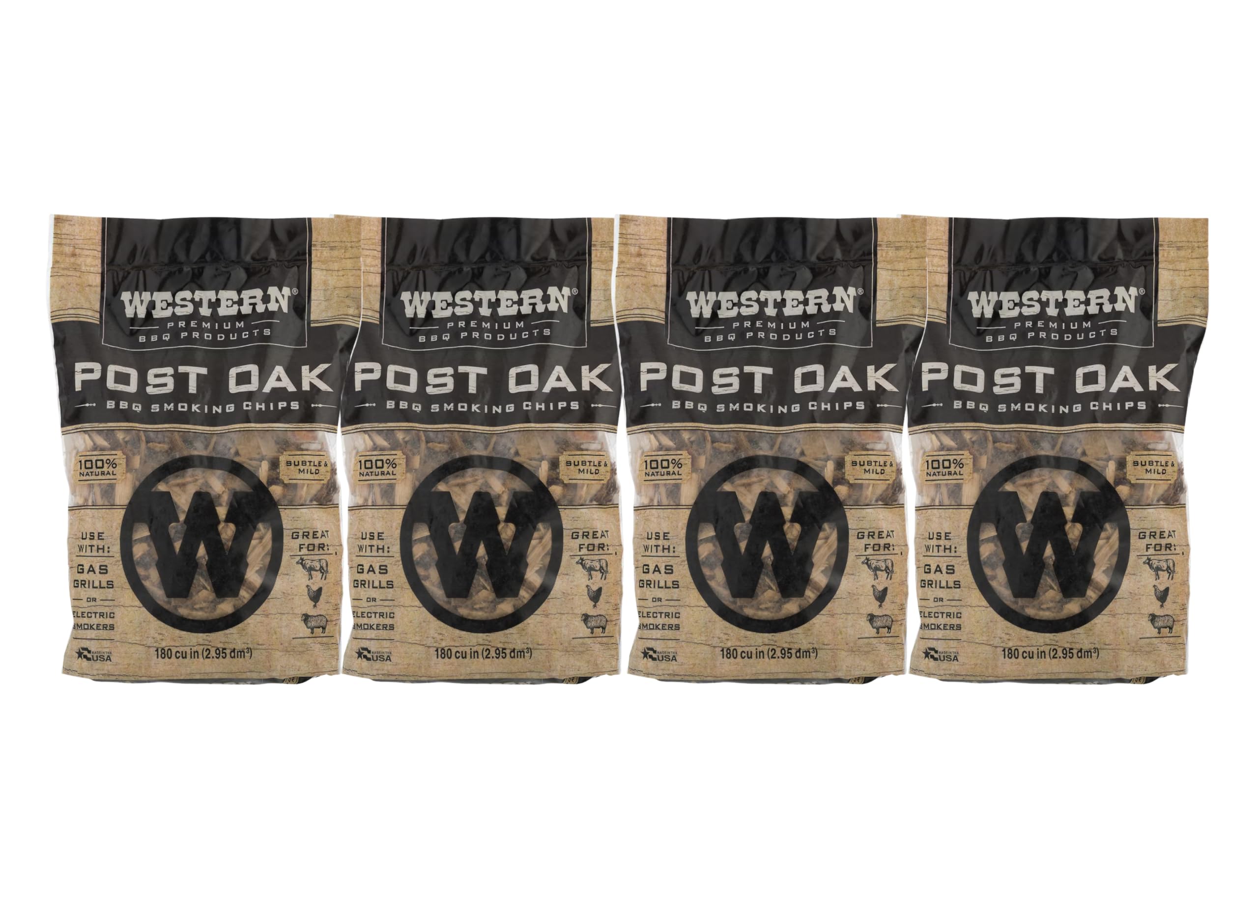 BBQ Smoking Wood Chips Variety Pack Bundle (4)- Apple, Mesquite, Hickory, and Cherry (Post Oak)