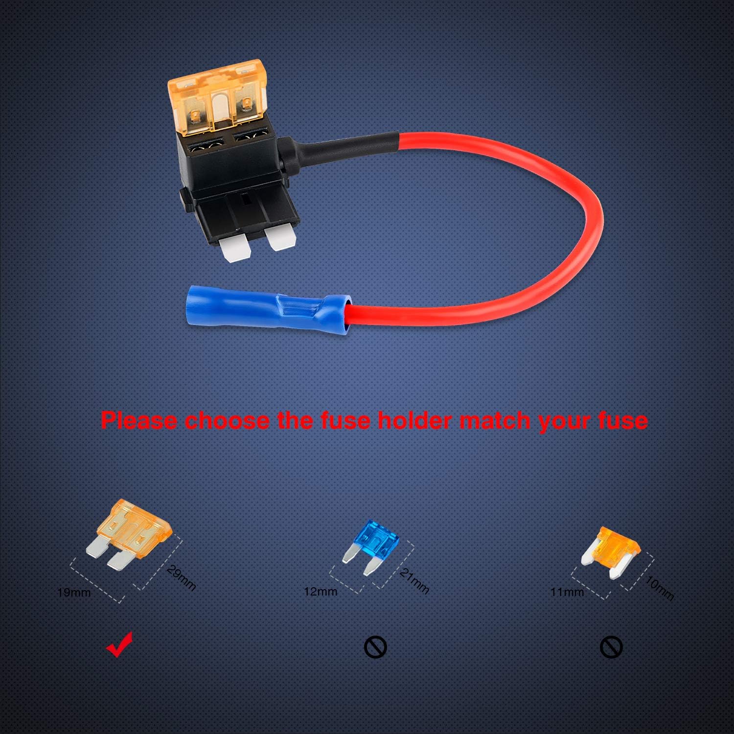 Nilight 12V Car Add-a-circuit Fuse TAP Adapter with 5 Amp Standard APR ATO ATC Blade Fuse Set for Cars Trucks Boats, Pack of 10