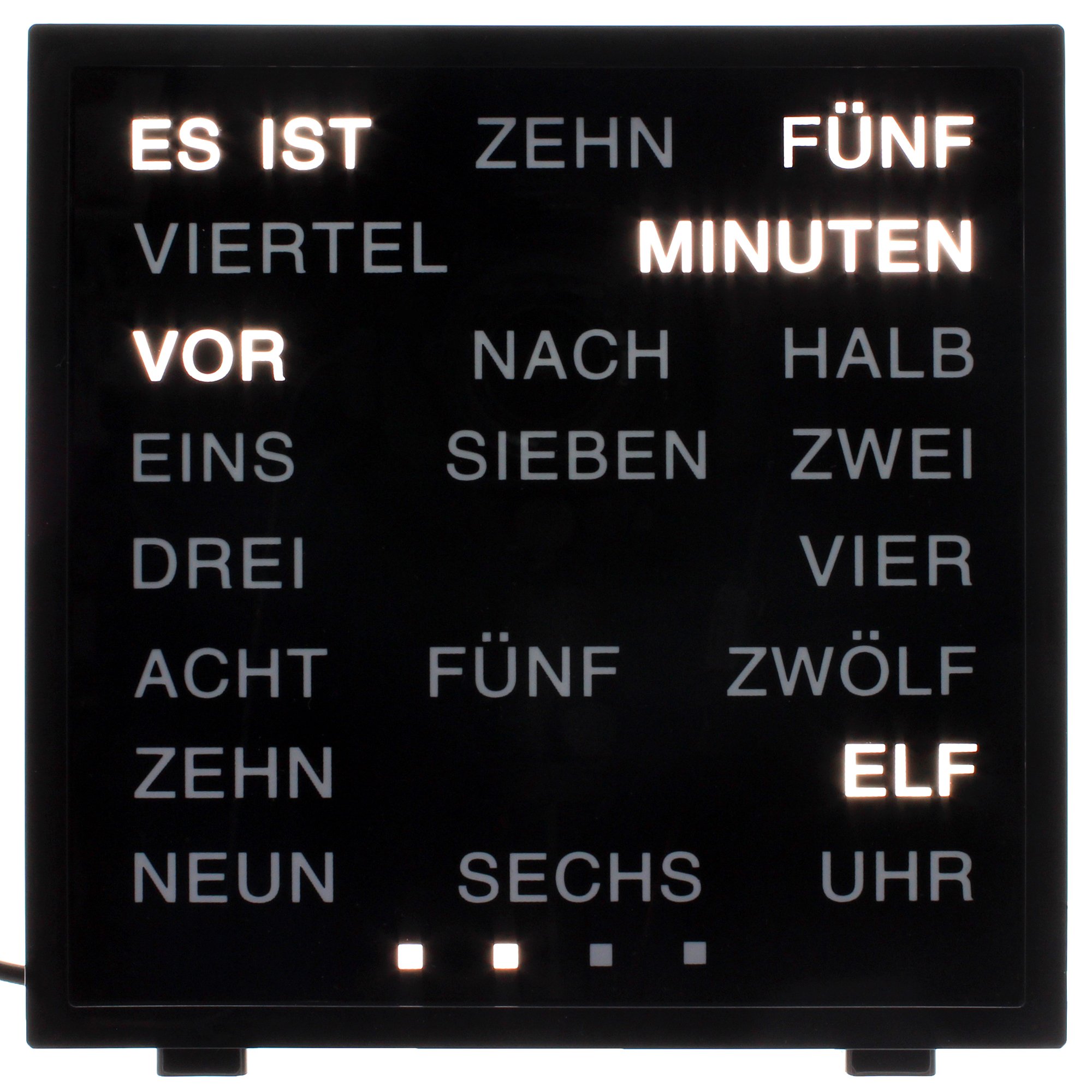 Out of the Blue 79/3263 - Uhr mit Wort Anzeige deutsch, ca. 16,5 x 16,5 cm aus Kunststoff, mit Adapter