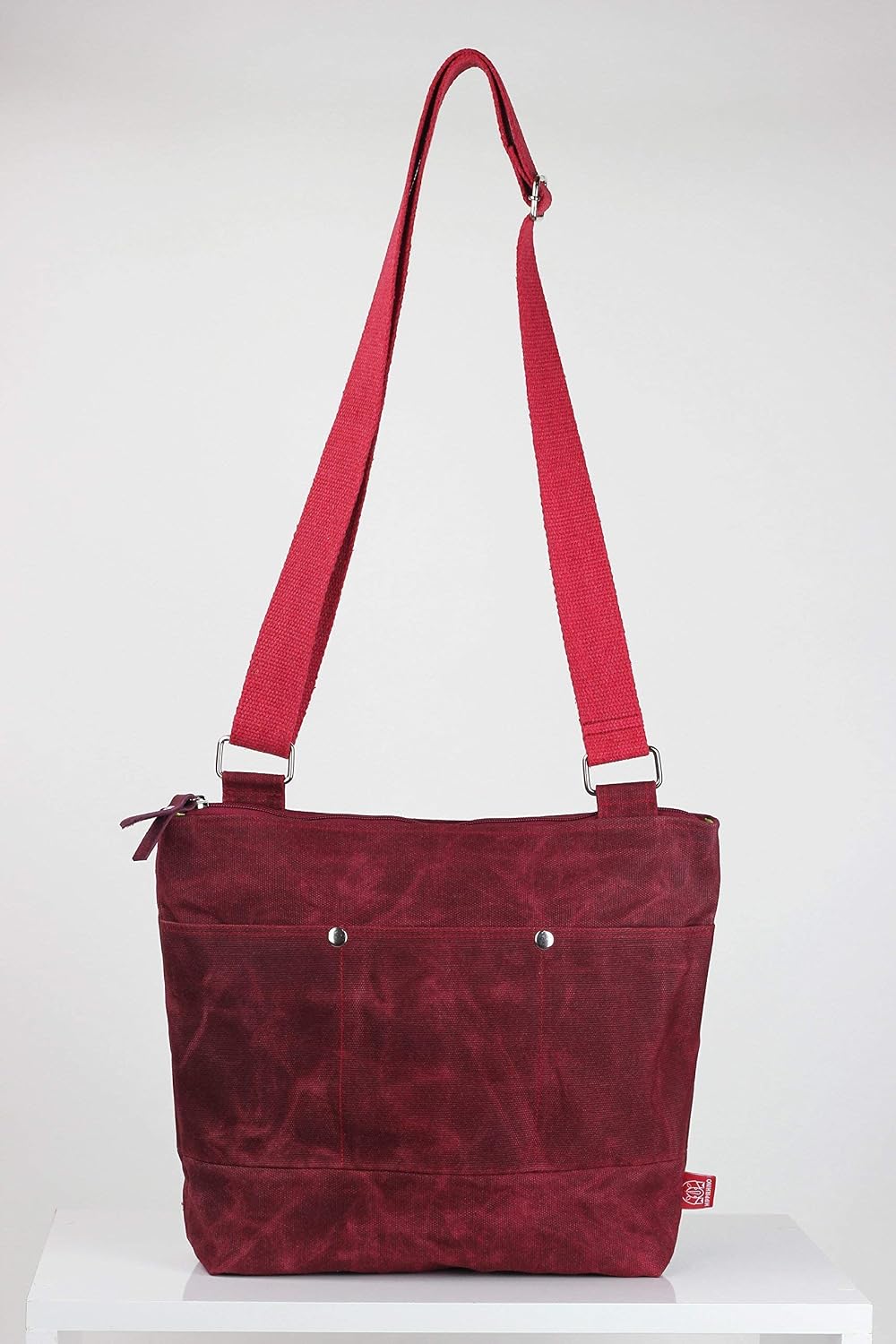 Unisex Waxed Canvas Crossbody Tote Bag with Pockets Sturdy City Outdoors Travel Bag Top Zipper Closure