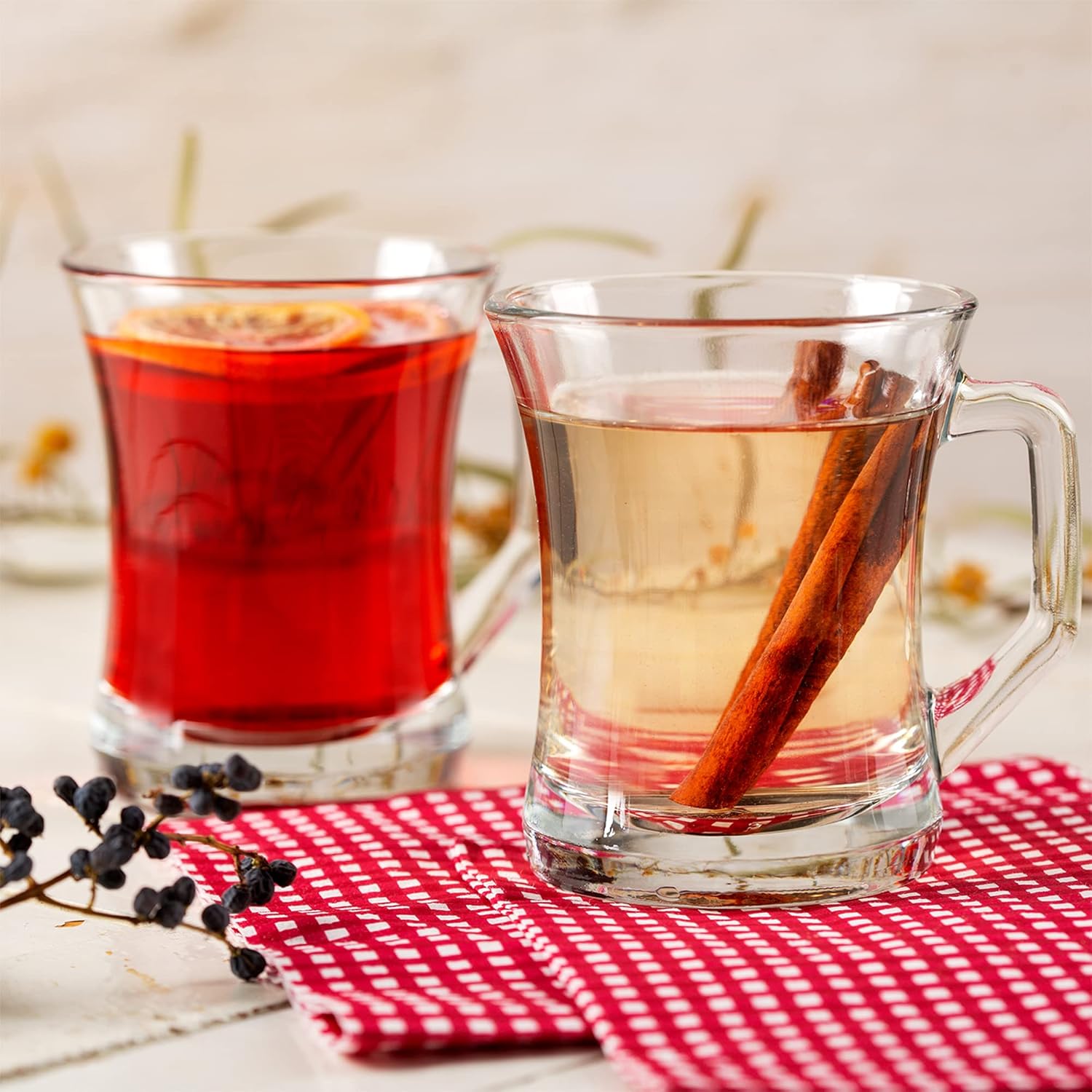 Glass Coffee Mugs with Handle, 7.5 oz Clear Glass Tea Cups for Hot or Cold Drinks, Set of 6 - Image 8