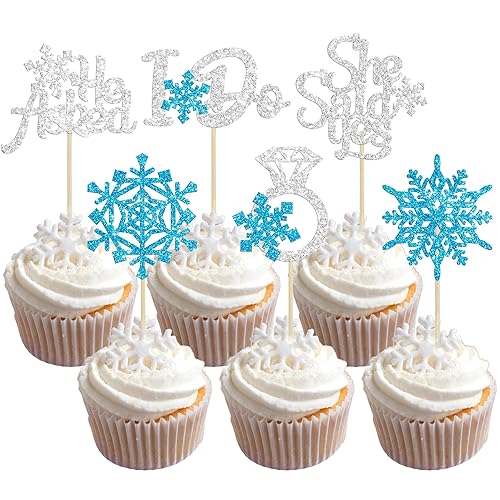 Miniatura 9 de Gyufise 24 adornos de copo de nieve para cupcakes de doble capa, selecciones de cupcakes congelados, decoraciones de pasteles de invierno para