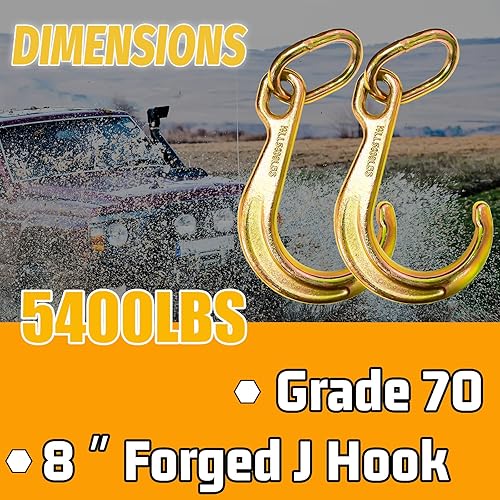 Miniatura 9 de G70 J Gancho de remolque corto de 8 pulgadas en el enlace de acoplamiento  Carga de trabajo segura de 5400 libras Gancho en J  Gancho en V para