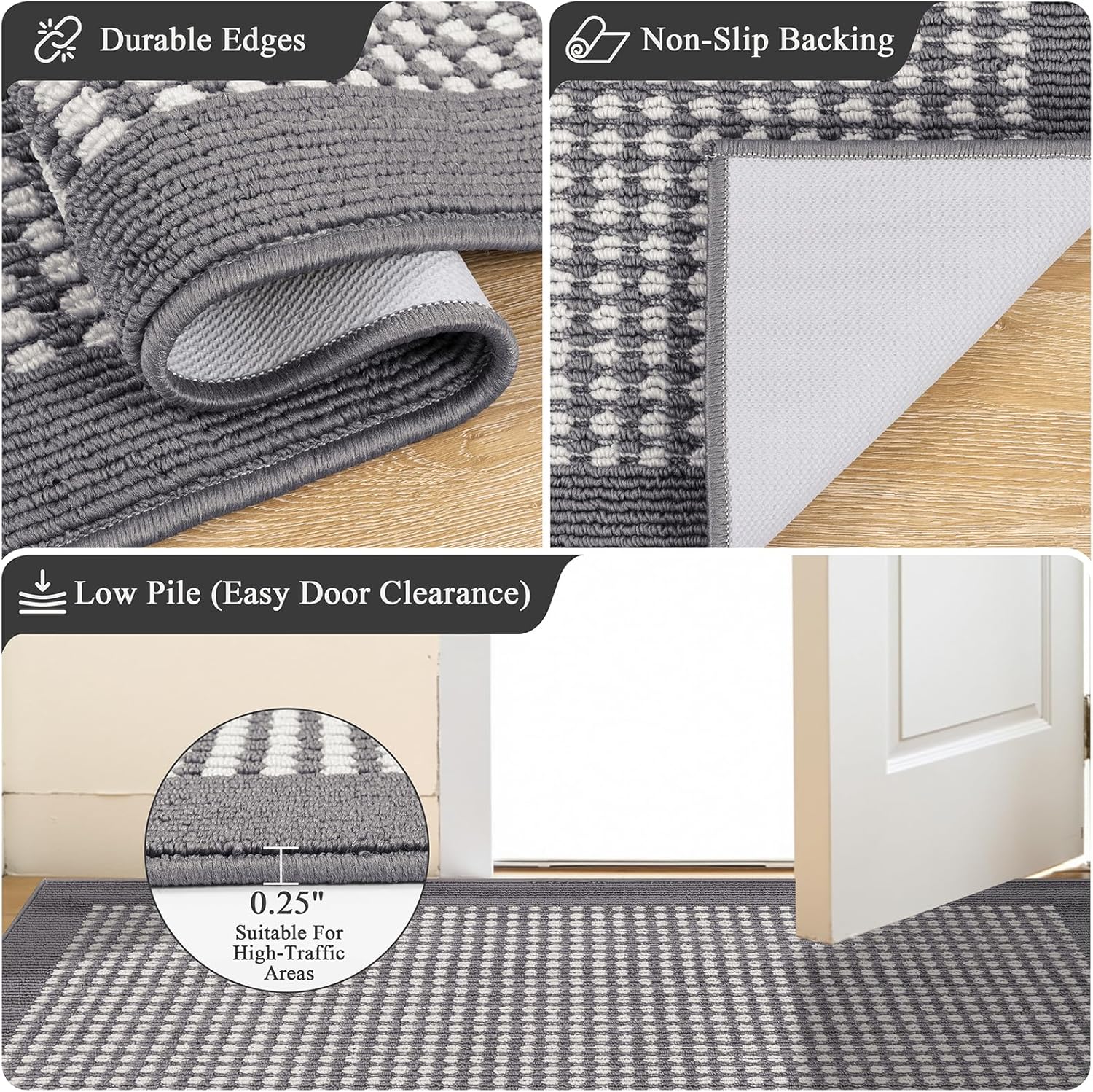 Ileading Indoor Door Mat 3x5ft Absorbent Dog Mats for Muddy Paws,Machine Washable Small Living Room Area Rug with Non-Slip Rubber Backing Low-Profile Inside Carpet for Hallway,Kitchen