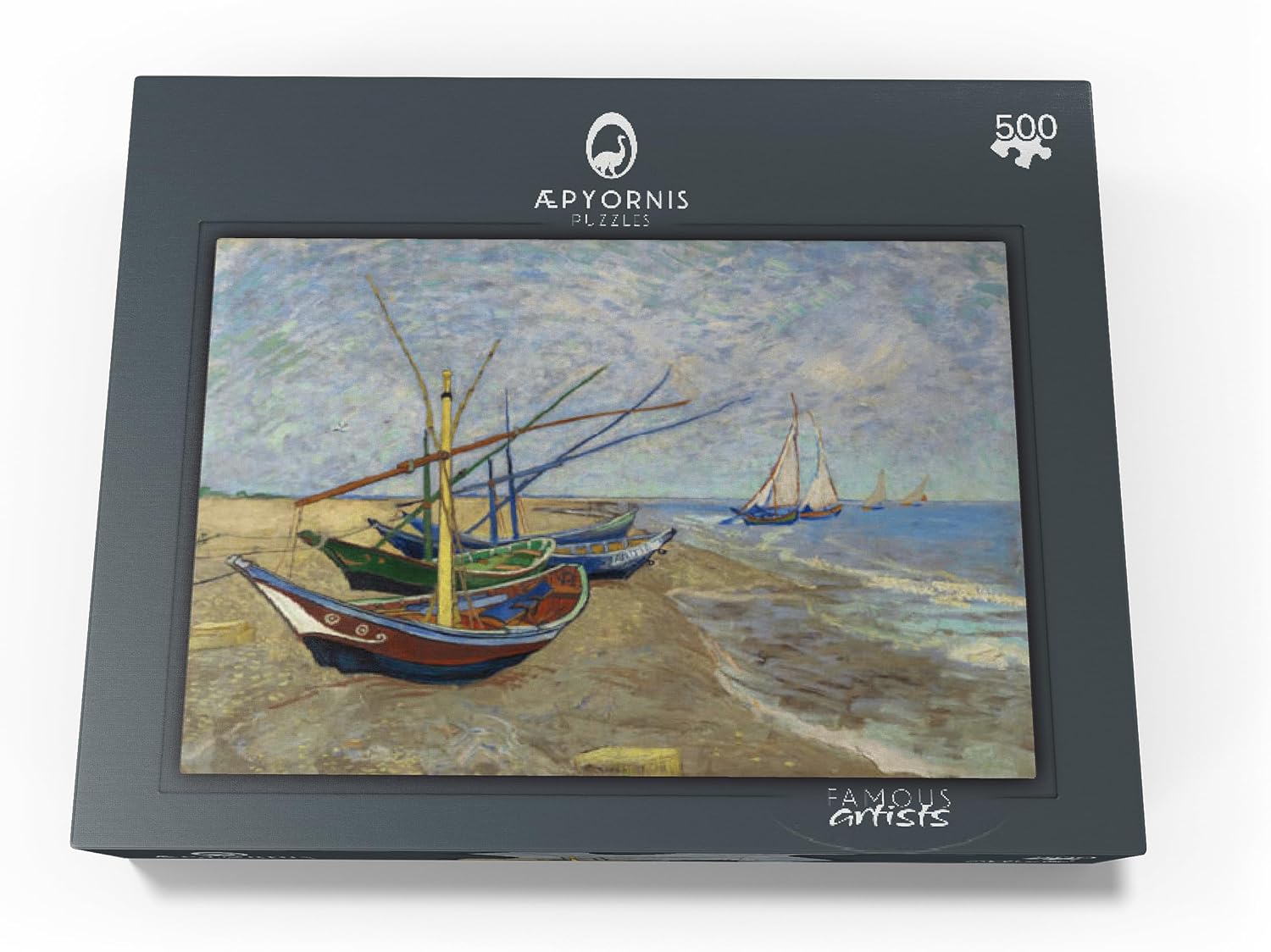 MyPuzzle Vincent Van Goghs Fishing Boats On The Beach At Saintes-Maries 1888 - Premium 500 Piece Jigsaw Puzzle for Adults