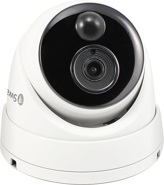 Swann SWNHD Telecamera di Sicurezza a Cupola 4K Ultra HD Riconoscimento facciale visione notturna a colori audio a 1 via compatibile con i sistemi NVR Bianco