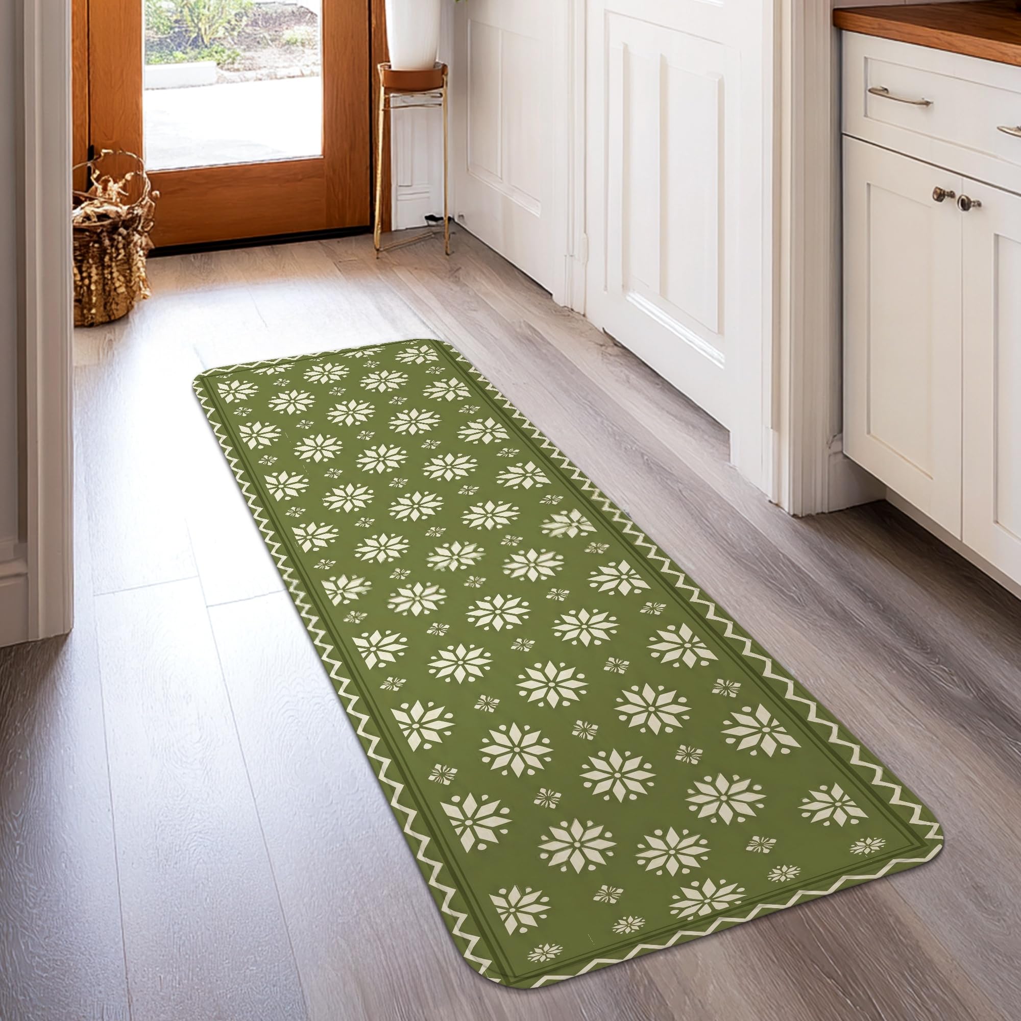 Tapis de couloir à fleurs pour sol glissant d'entrée et cuisine rectangulaire