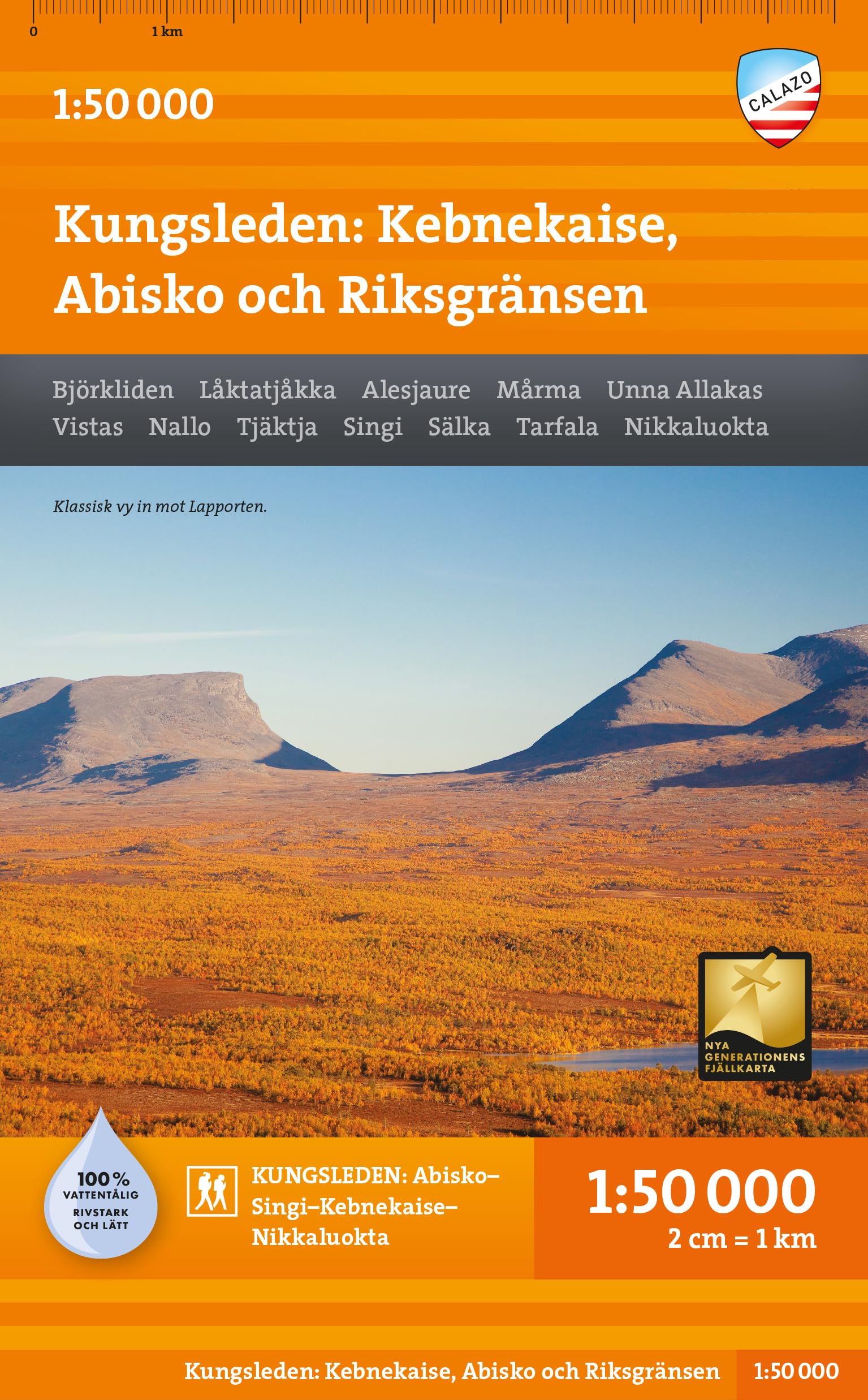 Kungsleden: Kebnekaise, Abisko & Riksgränsen (Mountain map detailed scale)