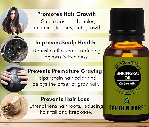 Miniatura 3 de Earth N Pure Aceite de Bhringraj (aceite de Mahabhringraj) | 15 ML | 100% sin diluir, natural y de grado terapéutico, ayuda en la aromaterapia para