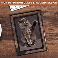 Vista 2 de IZIDDO Juego de 2 Marcos de Fotos de 4 x 6 Pulgadas, Marco de Foto de Vidrio Negro, Solo para Exhibición en Mesa, Marco de Foto para Regalo