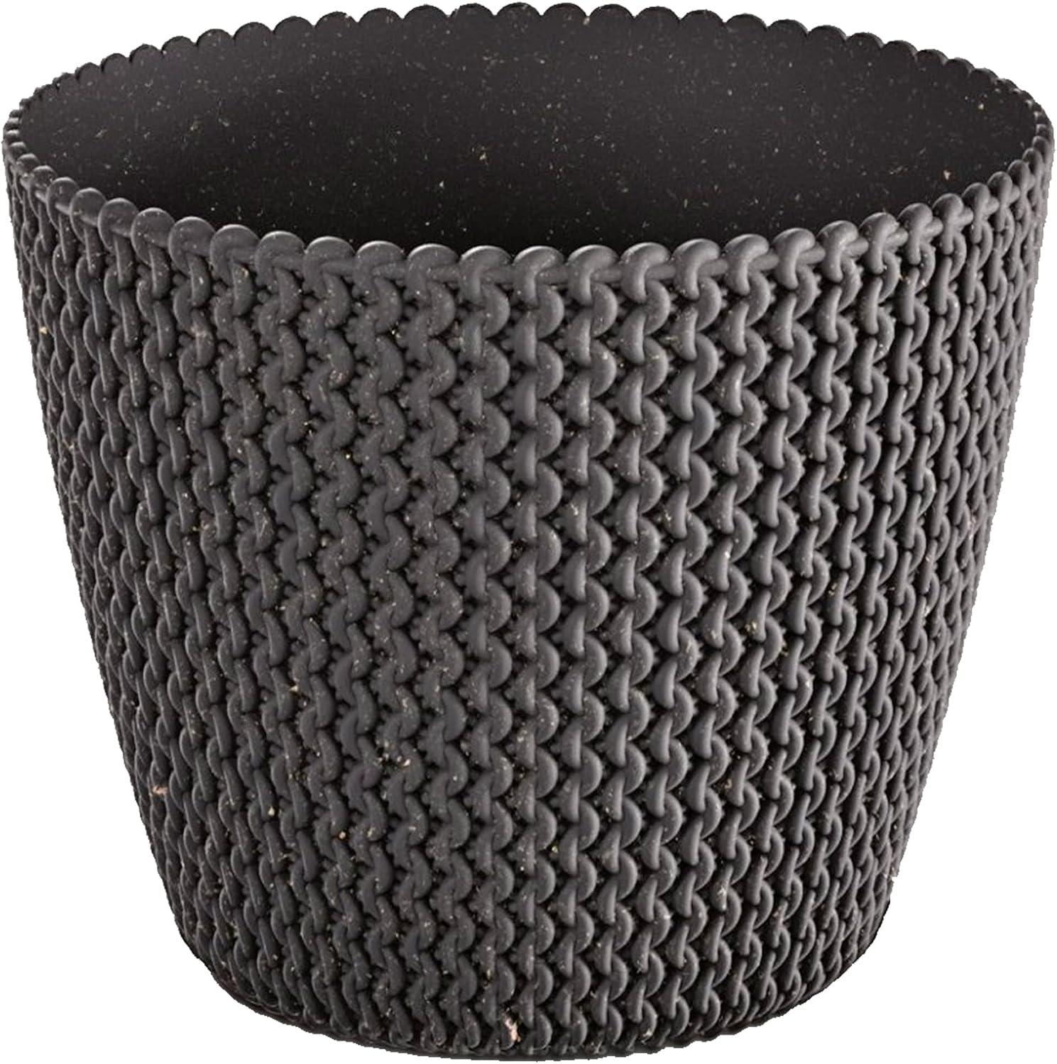 Prosperplast Eco Anthracite Plant Pot Without Tank. SPLOFY Eco Wood Collection, 15.7 cm x 15.7 cm x 13.2 cm, Capacity 1.7 L.