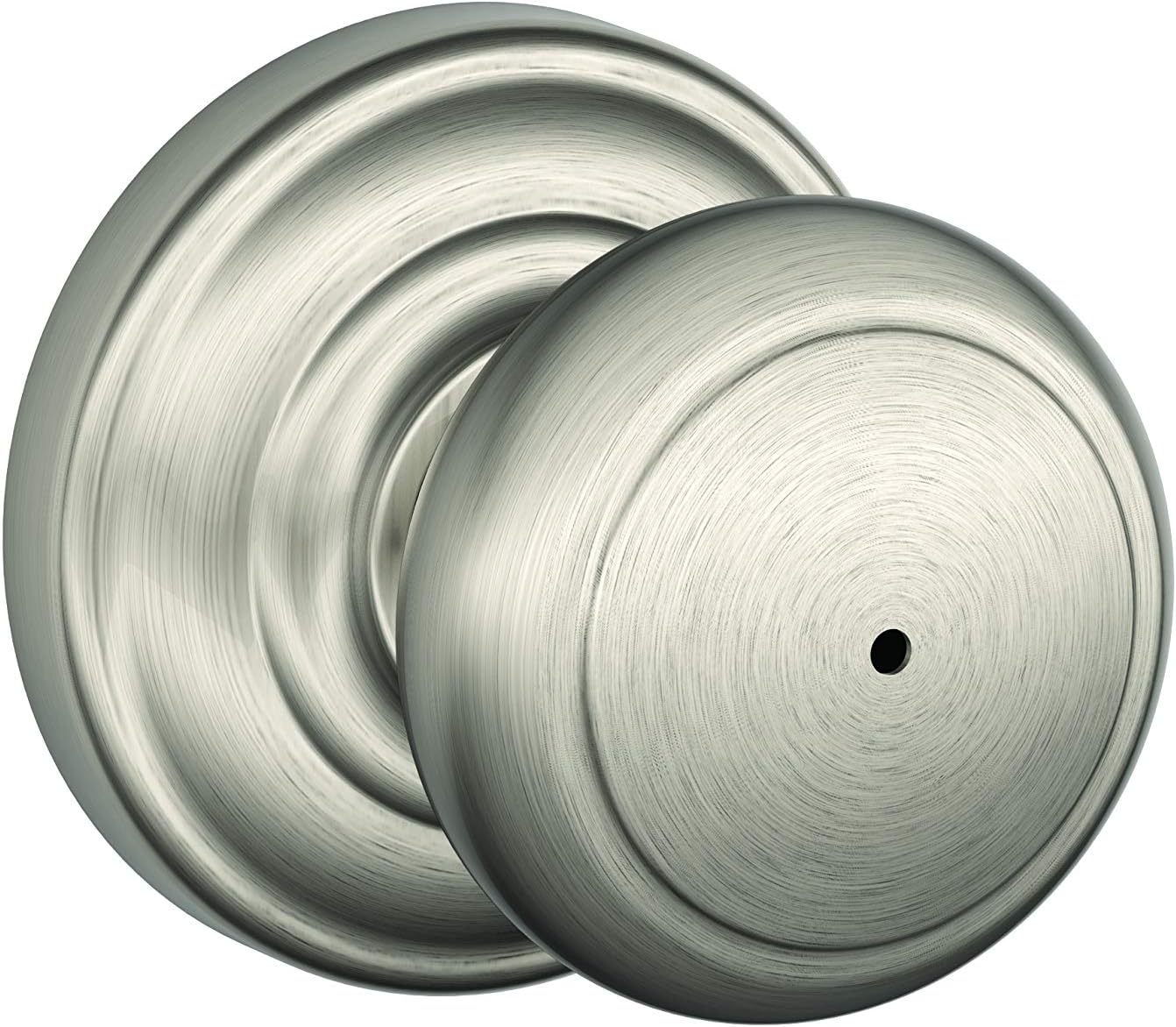 SCHLAGE FA40 AND 619 Andover Privacy Knob, Satin Nickel