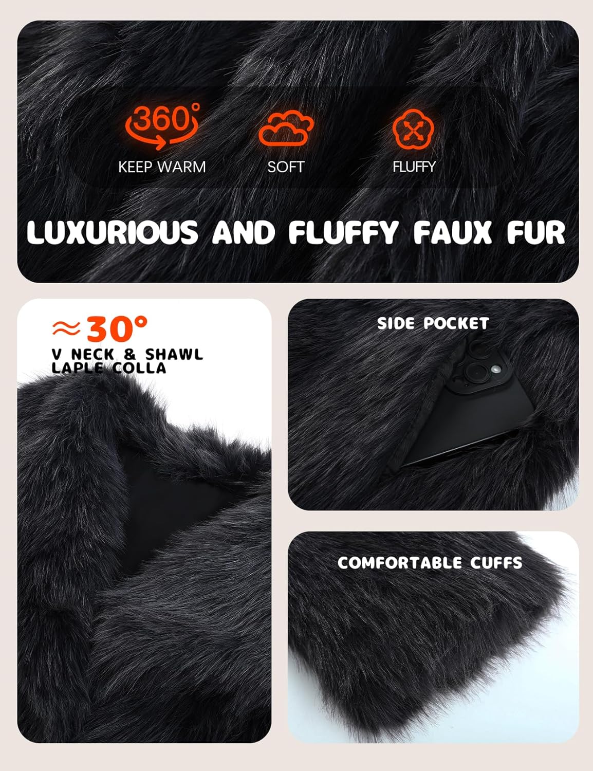 Girls Faux Fur Coat Fluffy Furry Fleece Jacket Kids Warm Winter Shaggy Outwear with Pockets 5-14 Years - Image 7