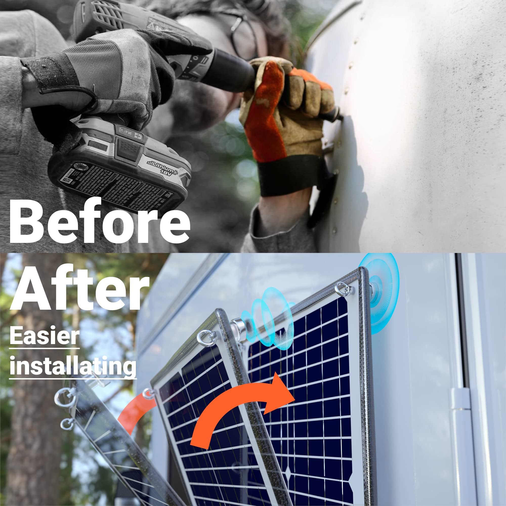 POWOXI Panel solar, cargador de batería solar magnético de 12 V y 20 W, controlador de carga inteligente, cargador solar impermeable con clip de cocodrilo para coche, caravana, motocicleta, marina,