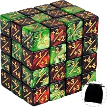48 Pieces Token Dice Counter Creature Stats or Royalty Dice Marble Cube D6 Dice Magic the Gathering CCG MTG Card Game Accessories Ruby&Black, Emerald & Black