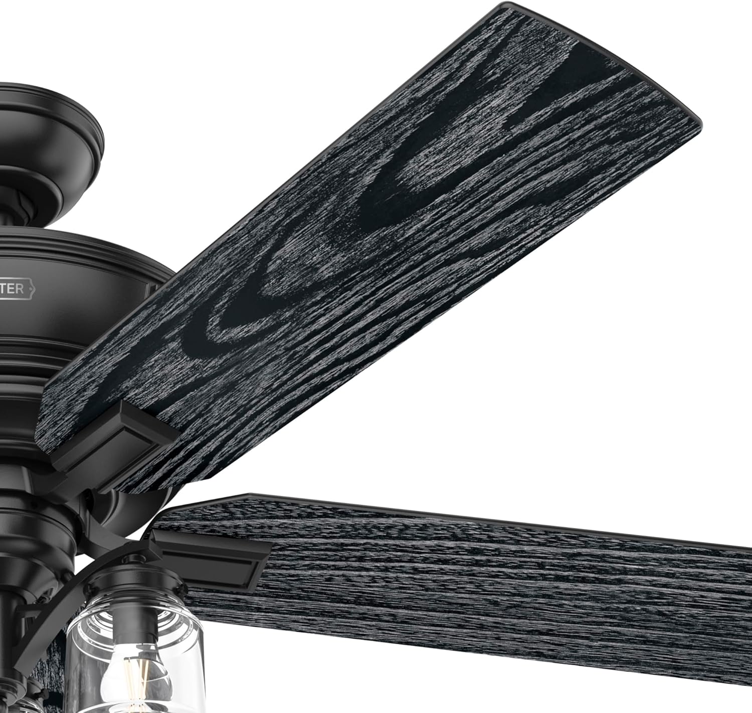 Hunter Fan 54 Inch Traditional Matte Black Finish Indoor Ceiling Fan With LED Light Kit and Pull Chain (Renewed)