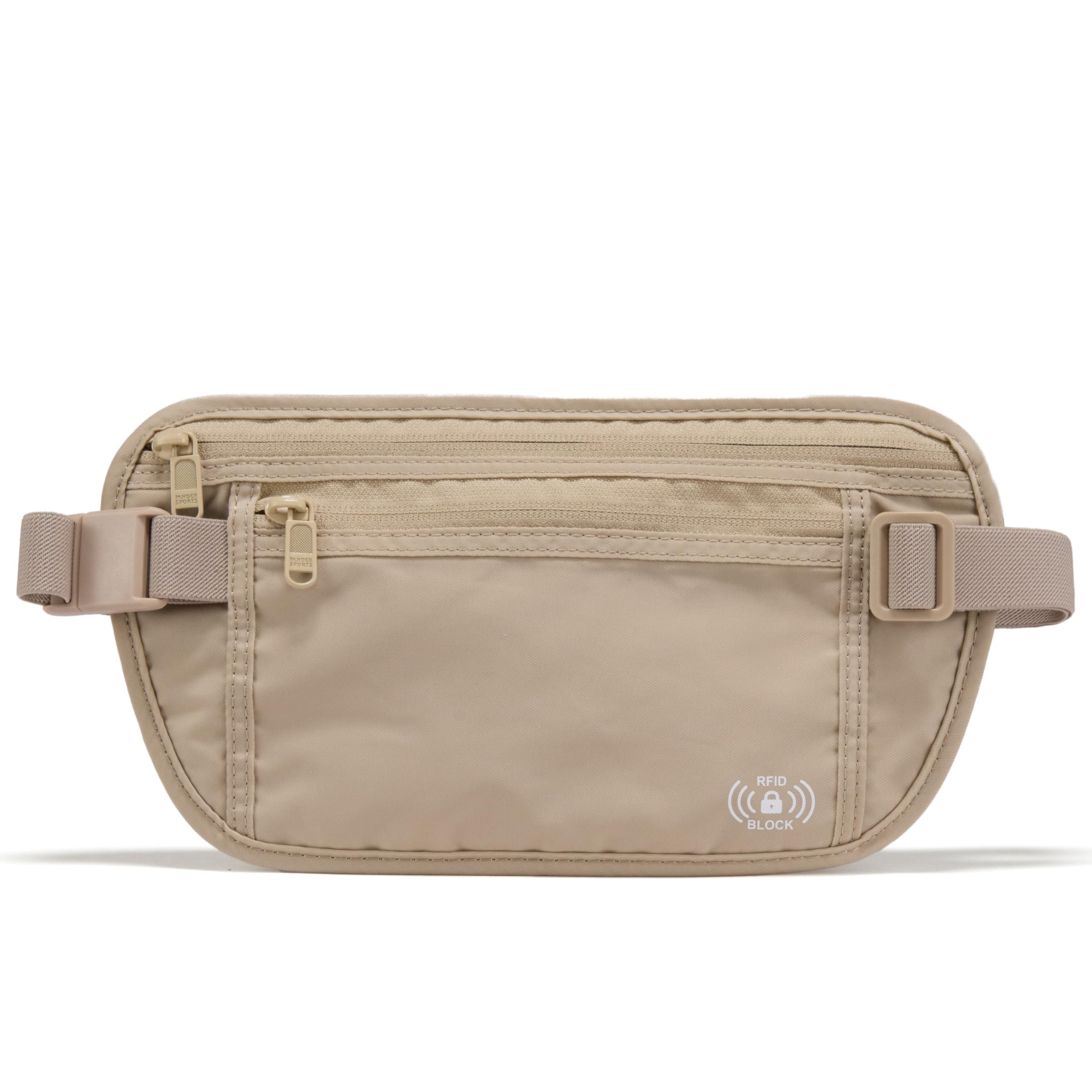 Pander RFID Blocking Travel Money Belt – Hidden Waist Pouch for Passport, Cash, Cards, Slim Belt Bag for Men and Women, Raw Line