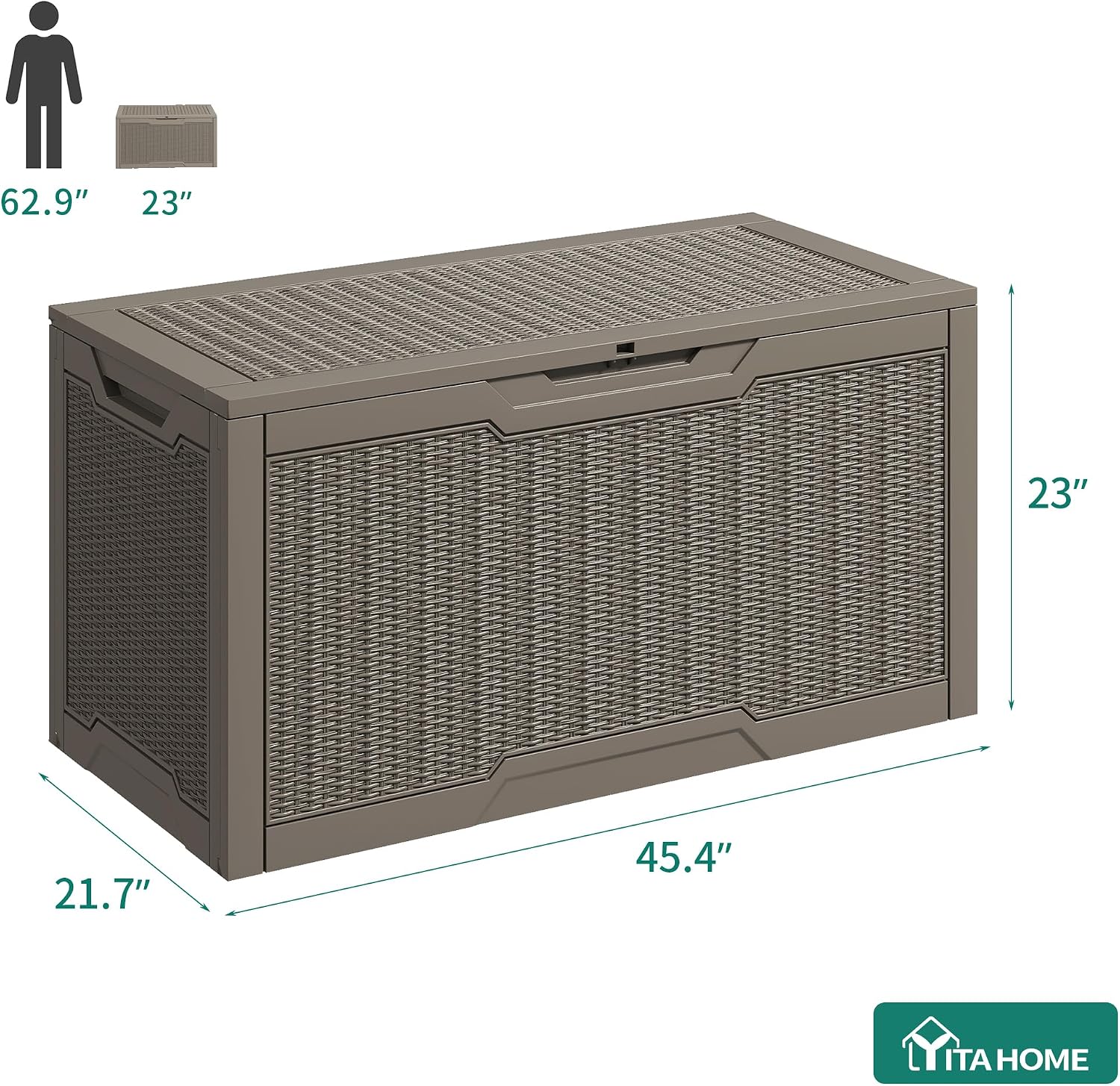 YITAHOME 100 Gallon Large Resin Deck Box Outdoor Storage Boxes for Patio Furniture, Outdoor Cushions, Garden Tools and Pool Supplies-Waterproof,Lockable (Taupe)