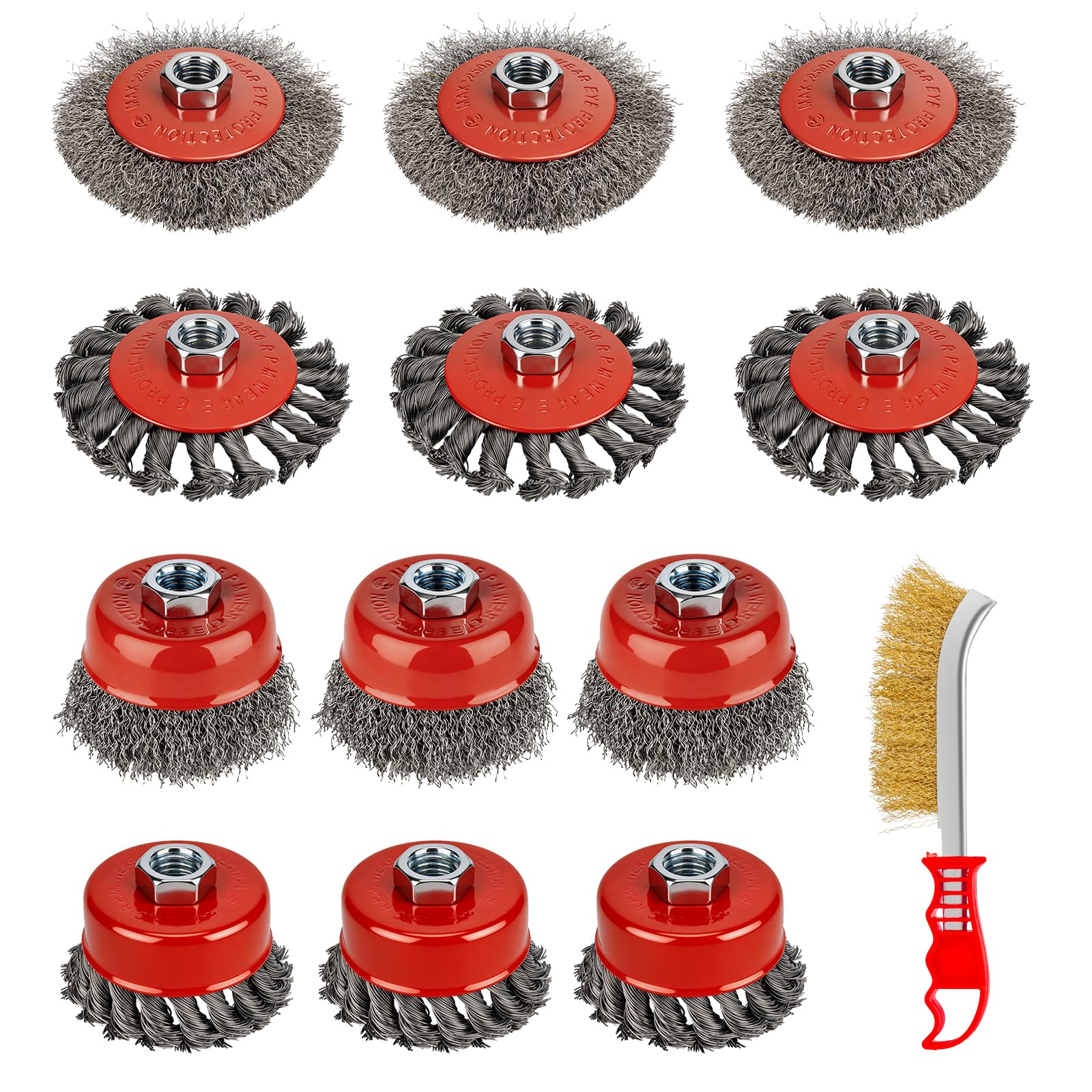 Wire Wheel Brush Set - 12 Pack for Angle Grinder -1