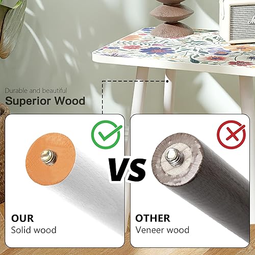 Miniatura 4 de Mandala - Mesa auxiliar rectangular pequeña con acabado de flores negras, mesa de centro pequeña retro moderna para balcón, sala de estar (11.8