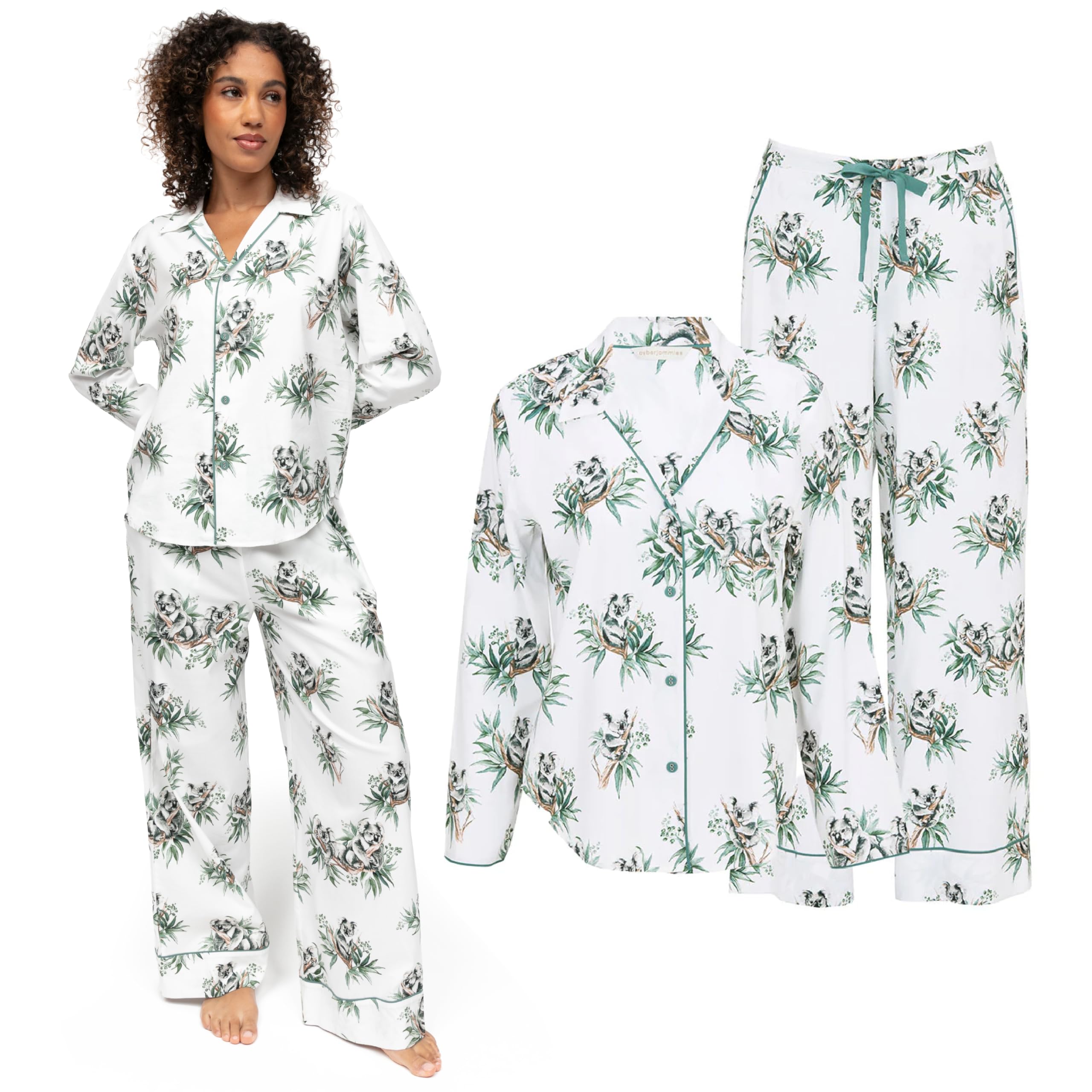 Cyberjammies Kallie Womens Koala Print Wide Leg Pyjama Set | Soft Cotton Modal Ladies Pyjamas | Comfortable PJs | Stylish Lounge Wear Sets | Size 18