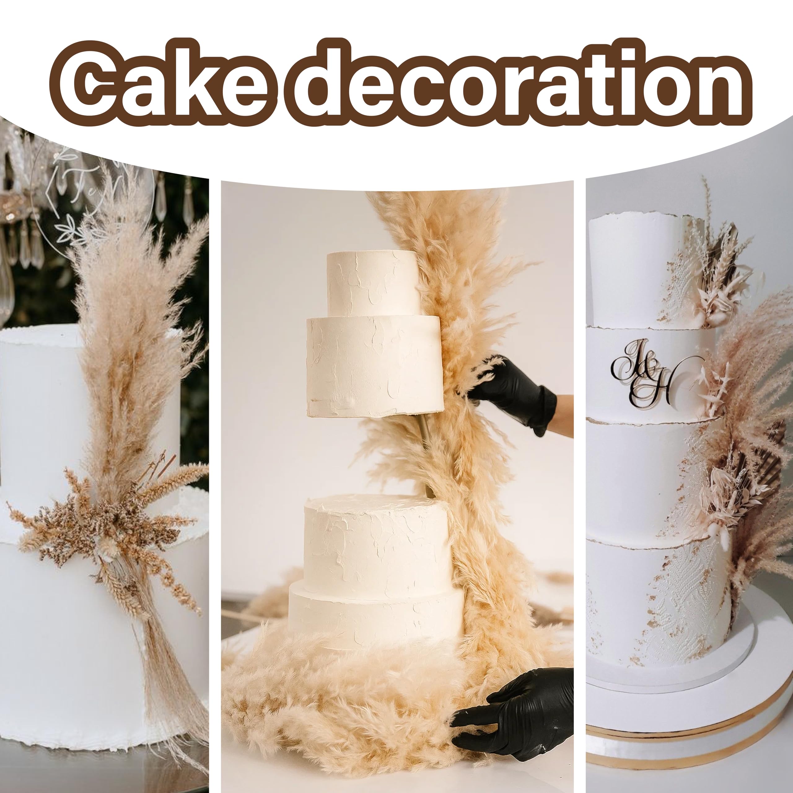 Pampasgras für Bodenvase, 43,2 cm, natürlich, flauschig, getrocknet, Pampasgras, groß, 20 weiße und 30 braune Pampasgras, Boho-Pampas für Hochzeit, Heimdekoration, Halloween, Weihnachten, 50 Stück