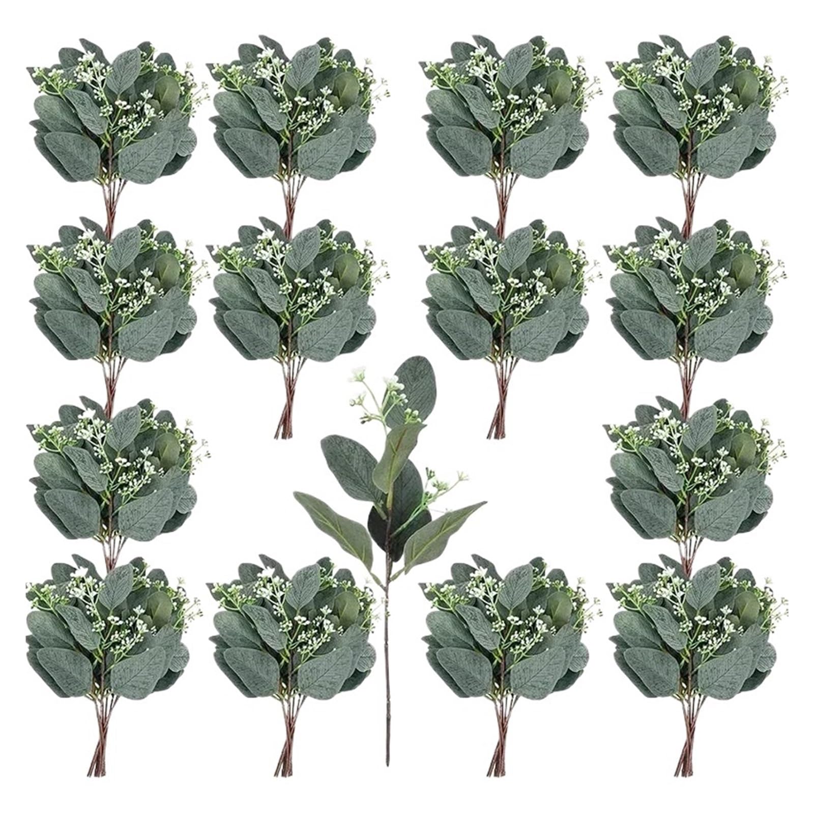 YGLEEULI Artificial Foliage Stems 100 Pcs Artificial Eucalyptus Stems Fake Greenery Leaves Faux Plant for Floral Arrangement Green Decor(100 PCS Eucalyptus 2)