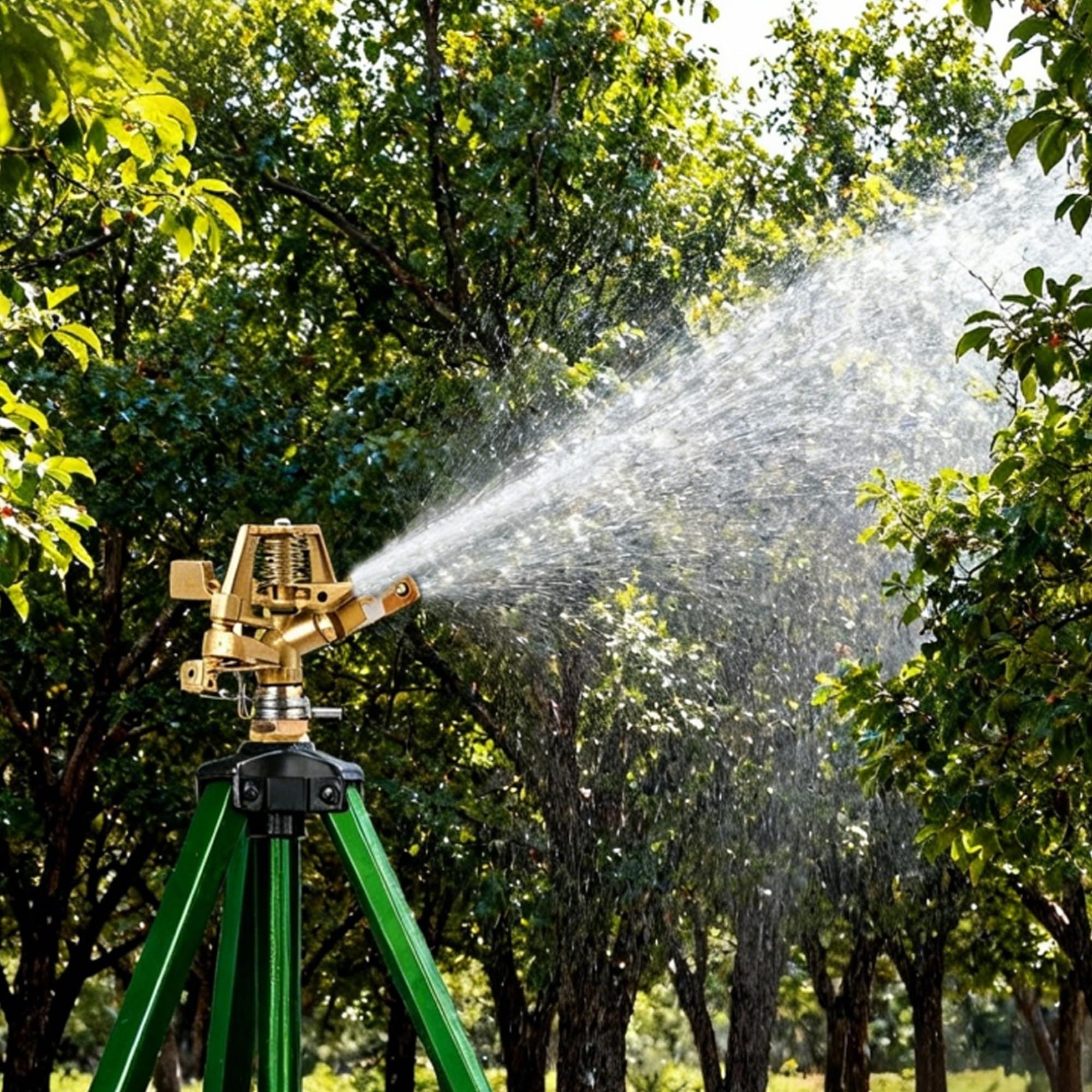 2 Stück Schlagregner auf Stativbasis, 360° verstellbarer Messingsprinklerkopf mit Heringen, robustes Metallstativ, Rasensprenger für große Flächen, Rasen, Hof und Garten Bewässerung