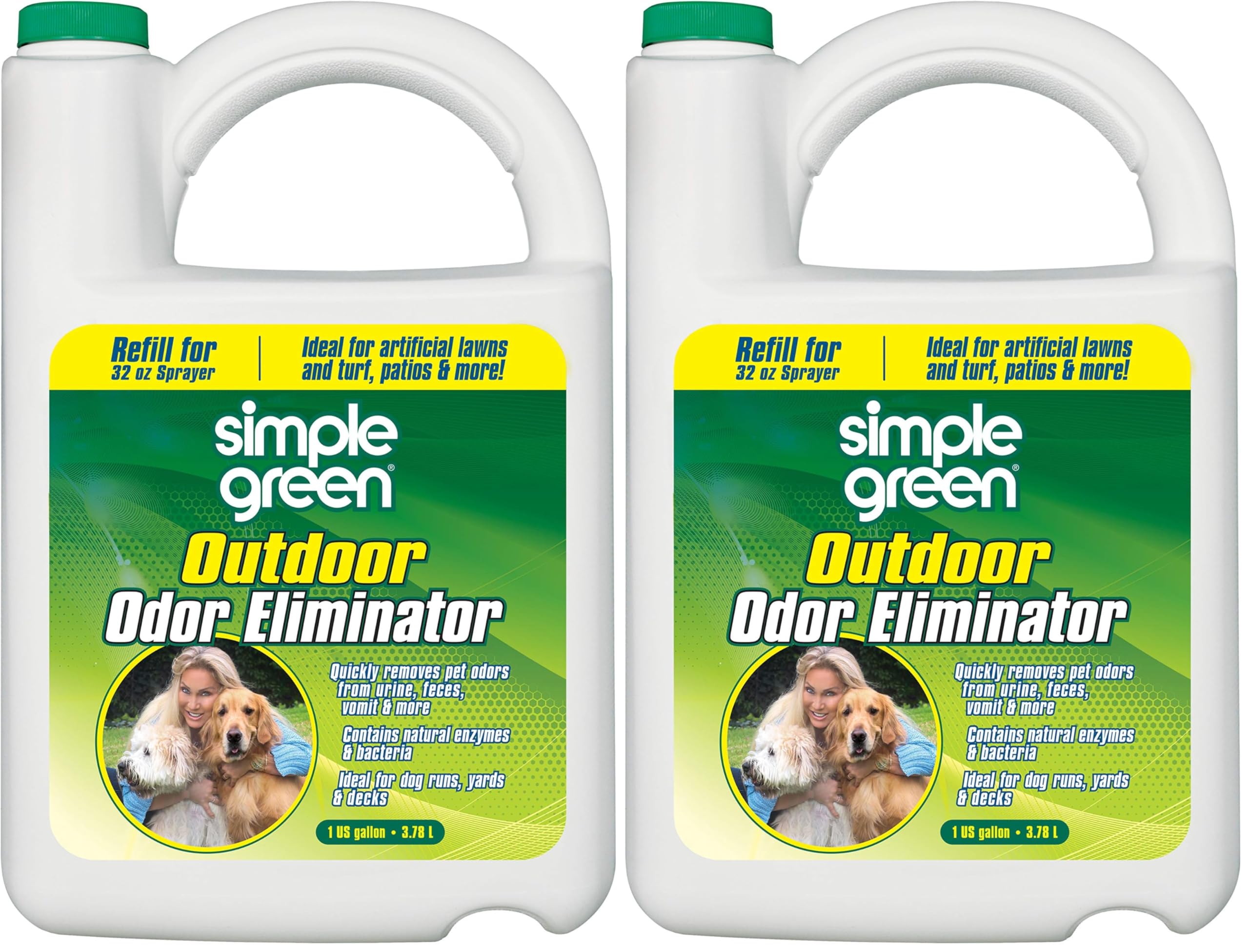 Simple Green Outdoor Odor Eliminator for Pets, Dogs, 1 gallon Refill - Ideal for Artificial Lawns & Patio, Milky White (Pack of 2)
