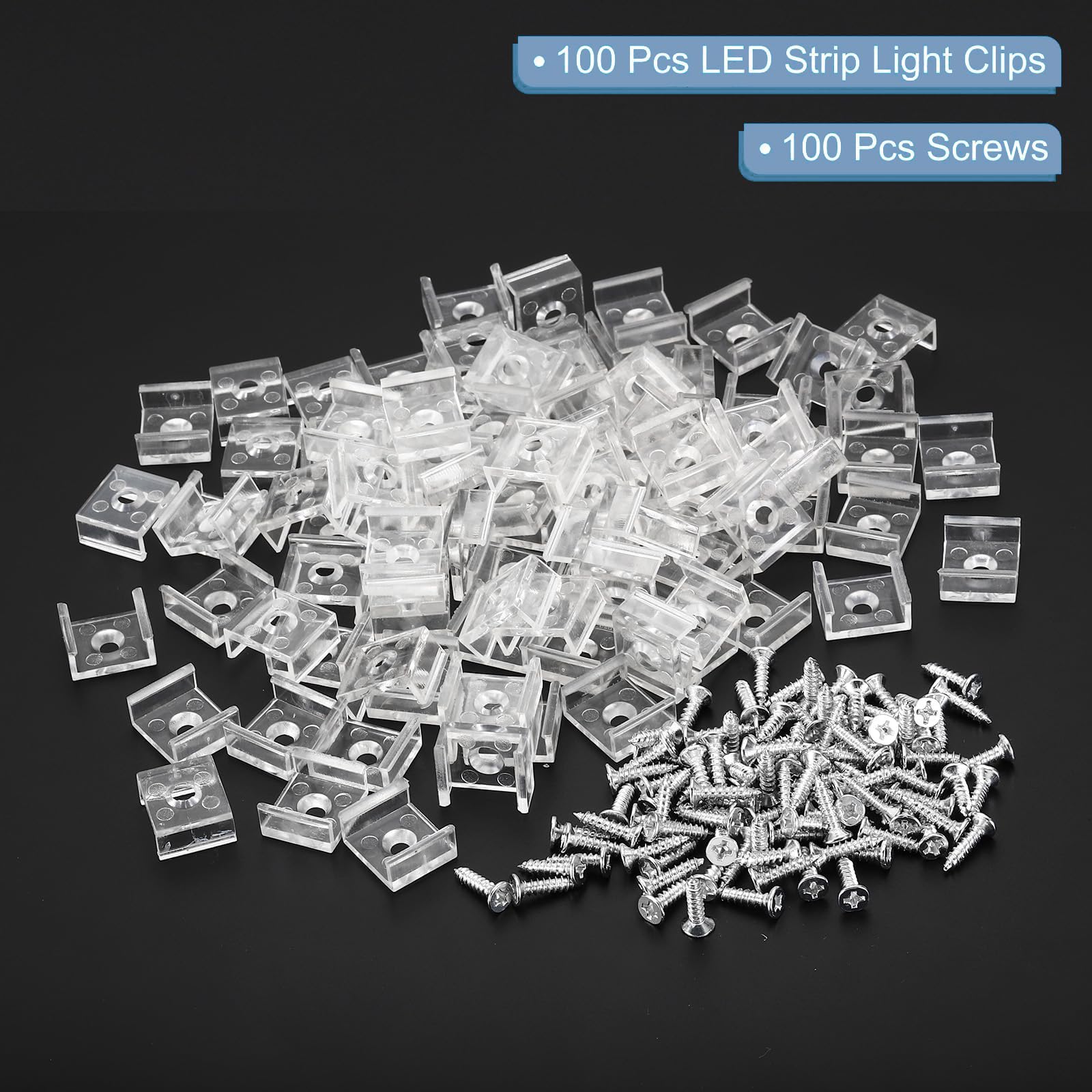 TOP-VIGOR 50Pcs LED Strip Light Clips, Waterproof Mounting Bracket Fixing Clips Plastic Clamp Holders with Screws - Image 3