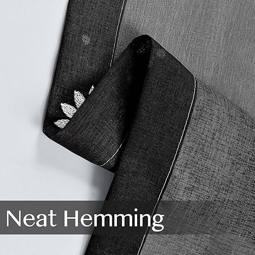 Miniatura 6 de WUBODTI Cortinas bohemias con estampado floral negro degradado para sala de estar, dormitorio, 84 pulgadas de largo, 2 paneles, cortinas bordadas de