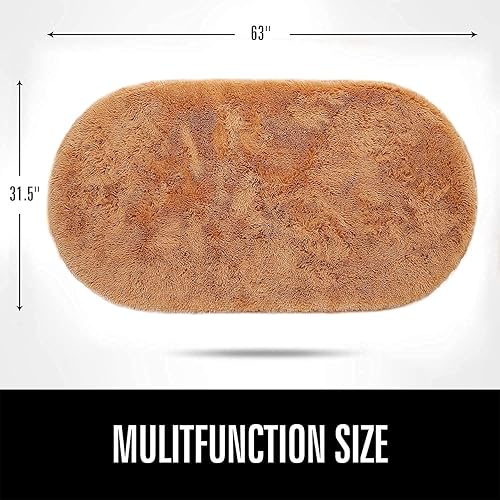Miniatura 21 de LOCHAS Alfombra esponjosa para dormitorio, 2.6 x 5.3 pies, alfombra lanuda para dormitorio, mesita de noche, alfombra ovalada suave para sala