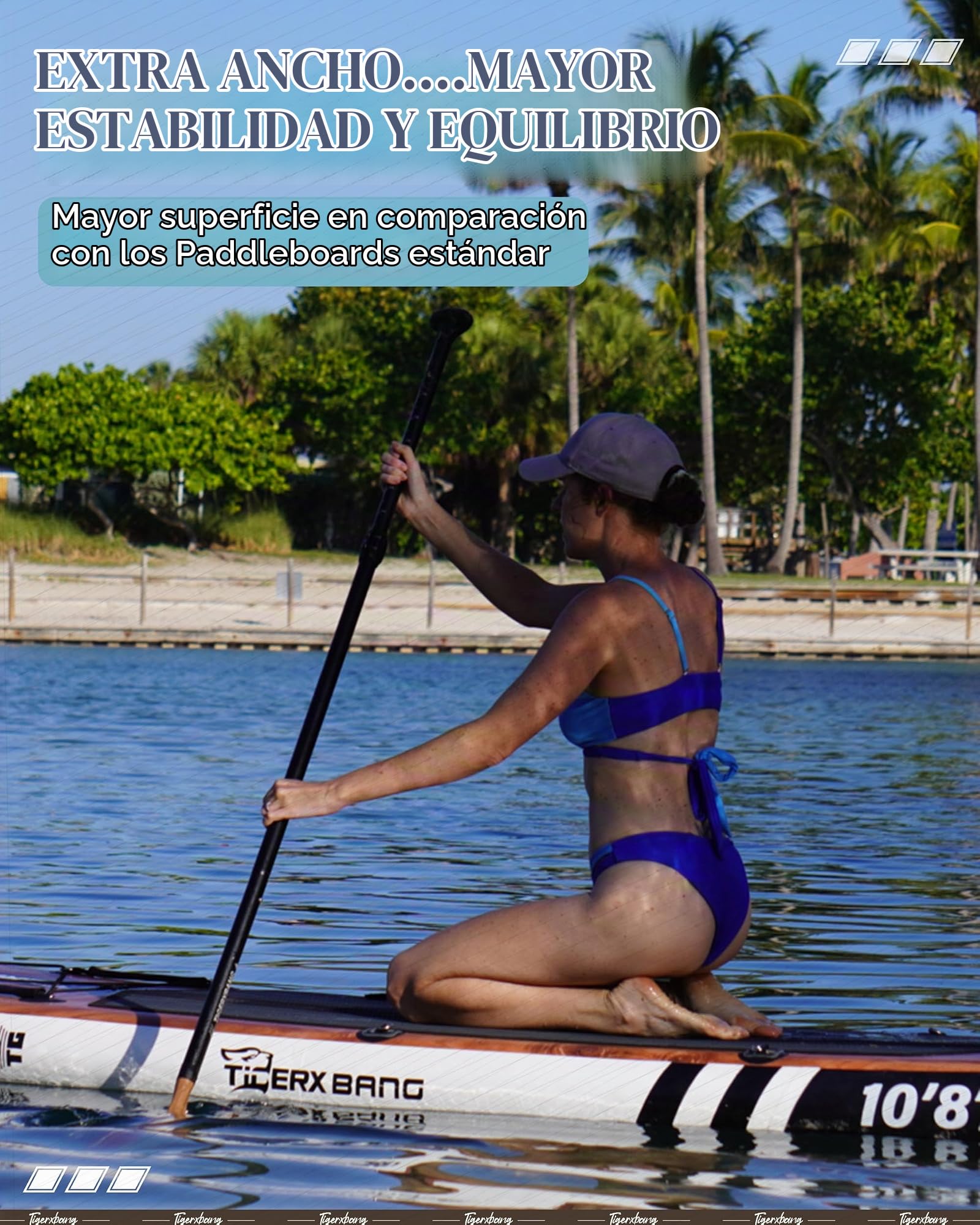 TIGERXBANG Tabla de Paddle Hinchable 330cm, Extra Ancha, Asiento Mejorado, Soporte para Accesorios y Sostenedor para Caña de Pescar, Accesorios Premium para Paseos Recreativos y Pesca