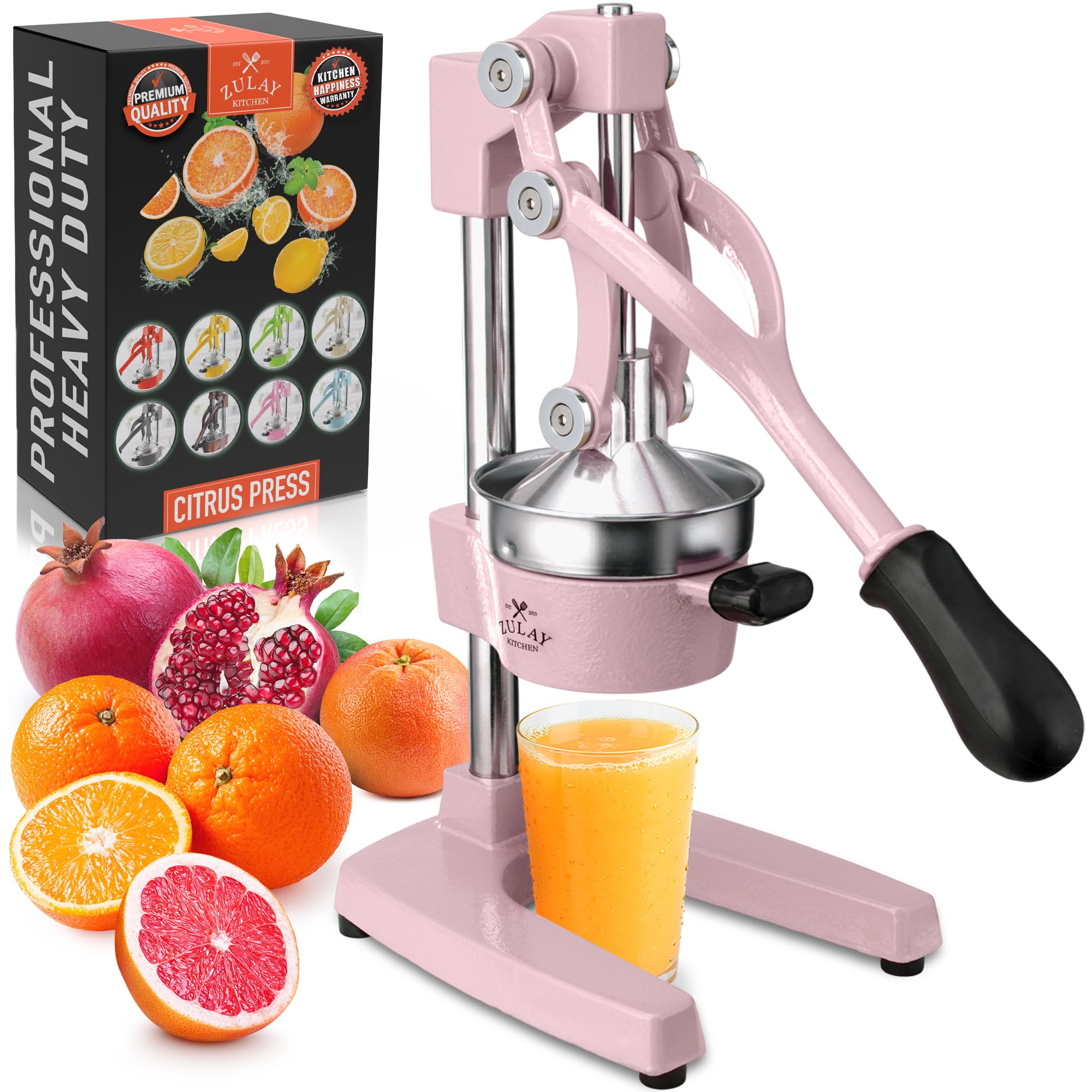 Zulay Kitchen Cast Iron Juicer - Heavy Duty Orange Juicer with Detachable Strainers for Easy Cleaning, Citrus Press for Citrus Fruits, Perfect for Bartenders, Juice Lovers &amp; Health Enthusiasts