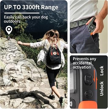 No Shock Dog Training Collar with Remote 3300ft Range, Strong Vibrating Dog Collar Beep and Vibrate Only, Waterproof & Rechargeable Vibration Collar for Small Medium Large Dogs - No Prongs