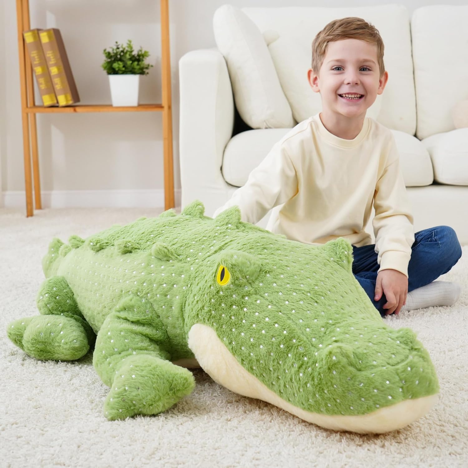 Giant Alligator Stuffed Animals, Giant Crocodile Stuffed Animals, Large Stuffed Alligator Plush Toy 52", Huge Green Crocodile Plush, Gifts for Kids on Birthday Christmas