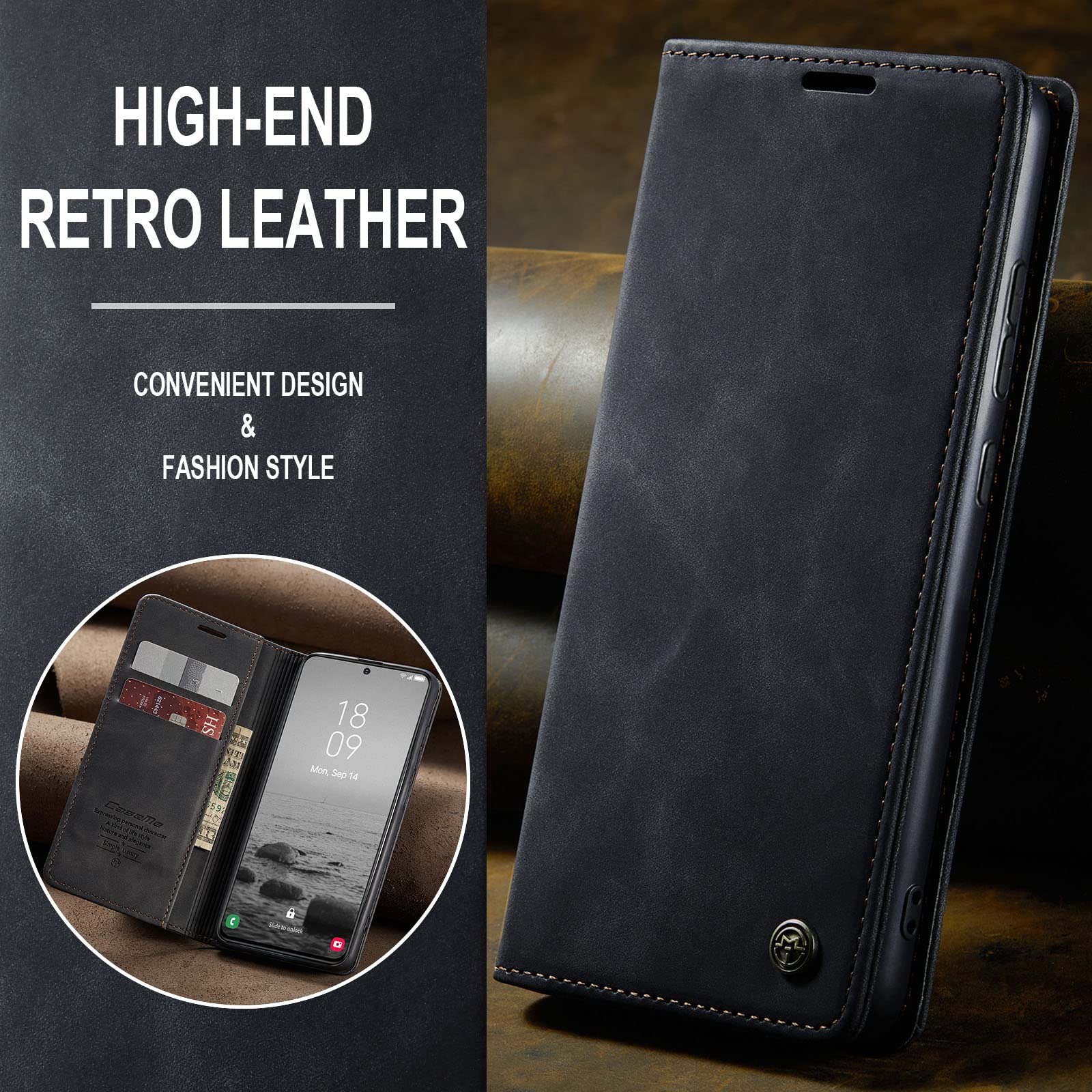 SINIANL Samsung Galaxy S24 Plus Case Wallet, Galaxy S24 Plus Leather Case, Wallet Case Book Folding Flip Case with Kickstand Card Holders Slots Protective Cover for Galaxy S24 Plus / S24+ Black