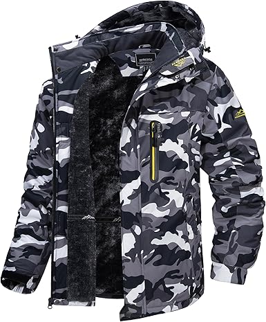 TACVASEN Men's Winter Ski Jacket Waterproof Snow Coats Snowboard Fleece Lining Jacket Warm Parka with Hooded